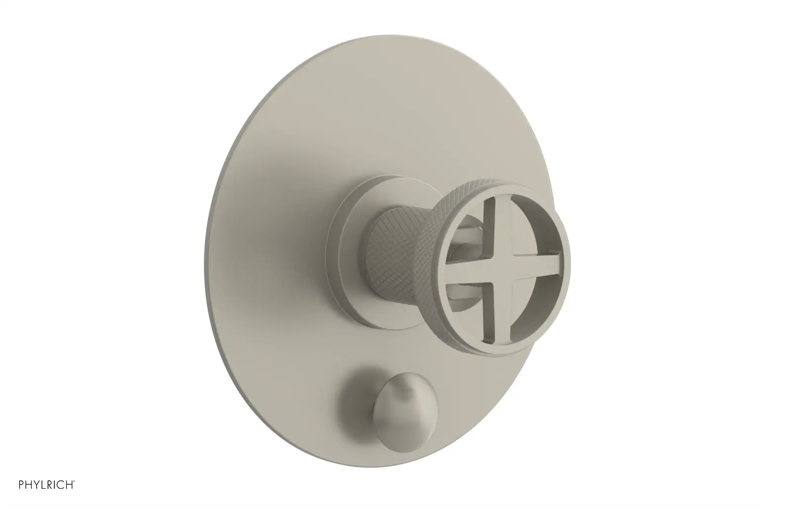 Phylrich Dustrie Knurled Pressure Balance Shower Plate with Diverter and Cross Handle Trim Set by Phylrich