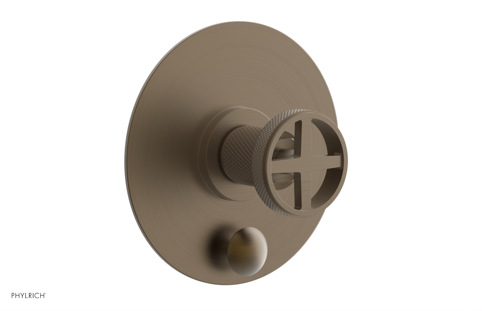 Phylrich Dustrie Knurled Pressure Balance Shower Plate with Diverter and Cross Handle Trim Set