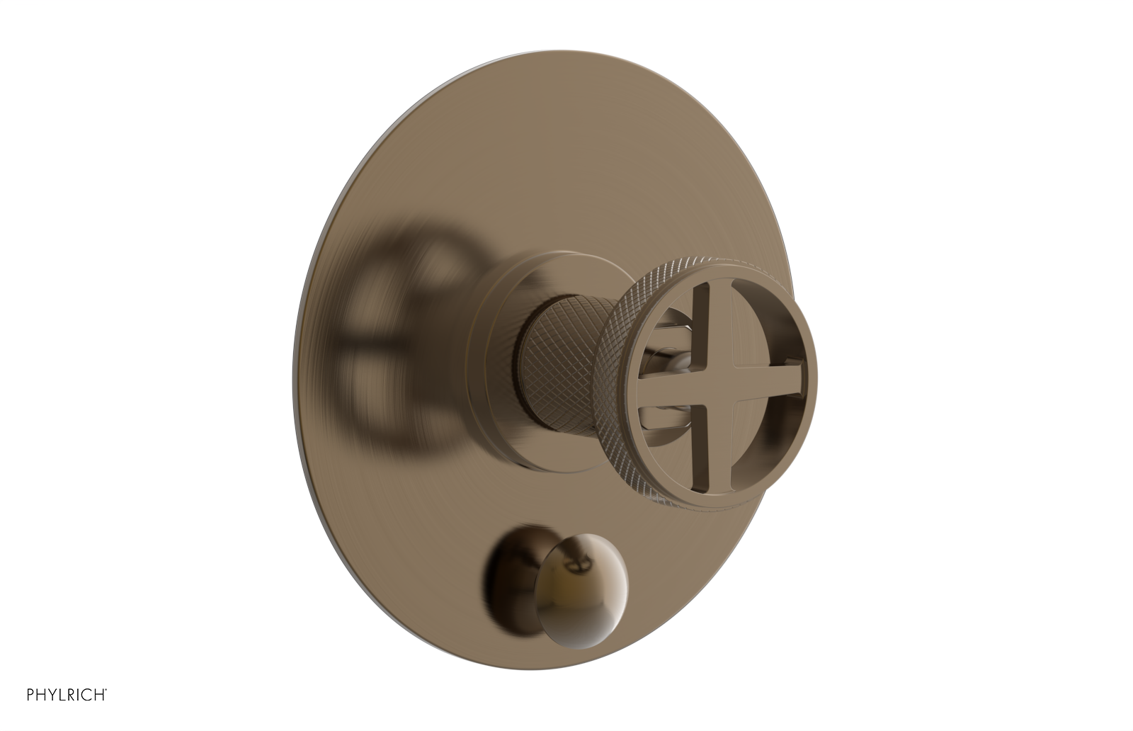 Phylrich Dustrie Knurled Pressure Balance Shower Plate with Diverter and Cross Handle Trim Set