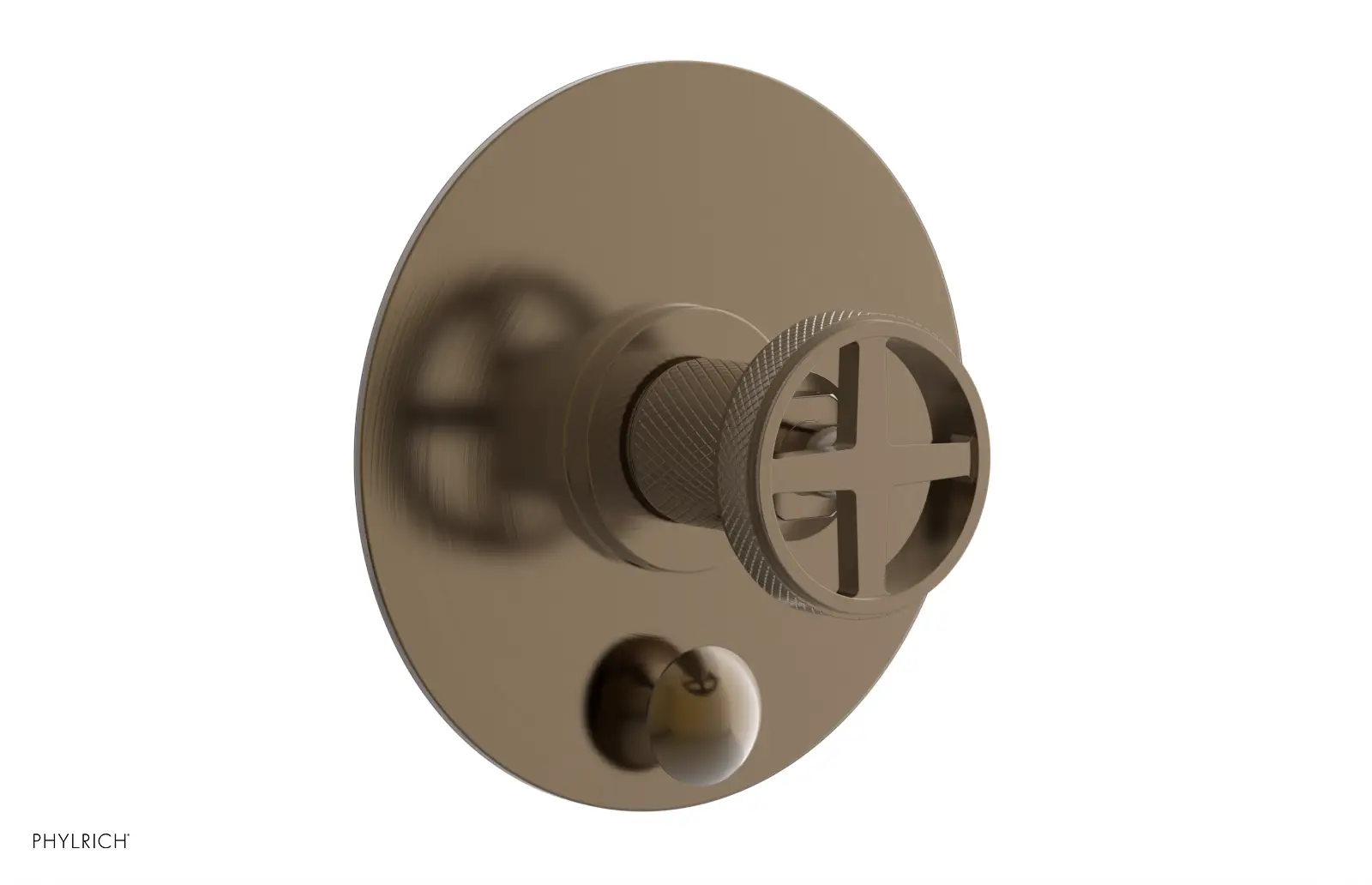 Phylrich Dustrie Knurled Pressure Balance Shower Plate with Diverter and Cross Handle Trim Set by Phylrich
