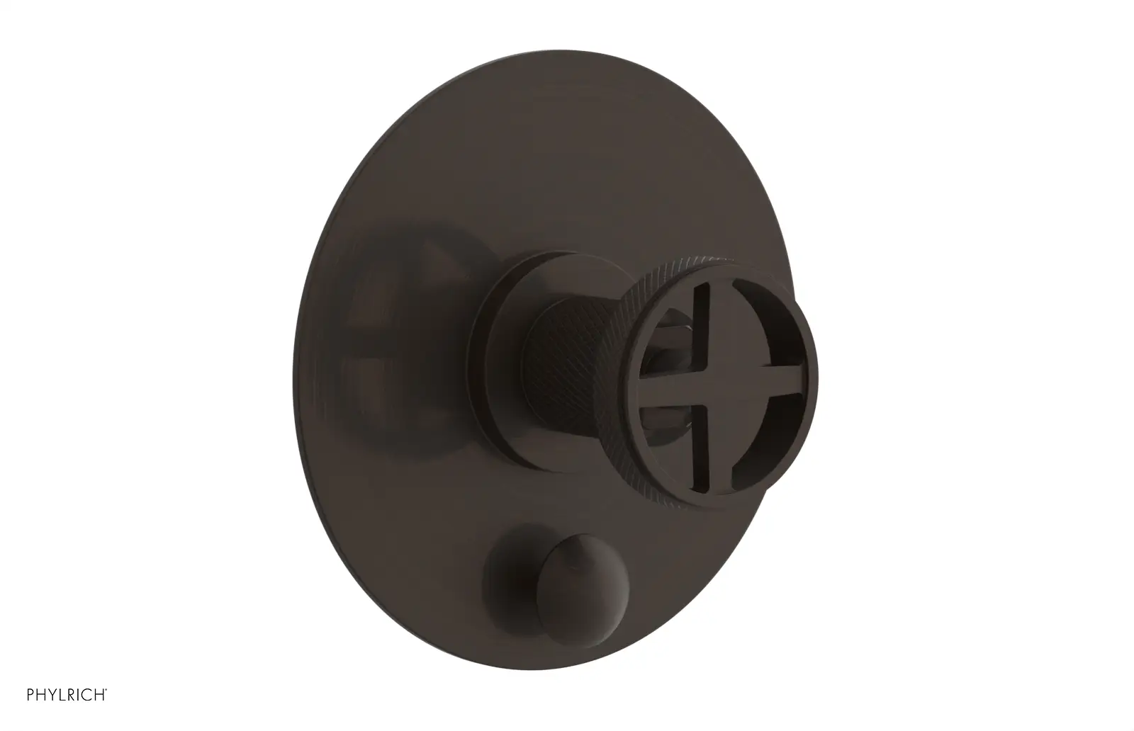 Phylrich Dustrie Knurled Pressure Balance Shower Plate with Diverter and Cross Handle Trim Set by Phylrich