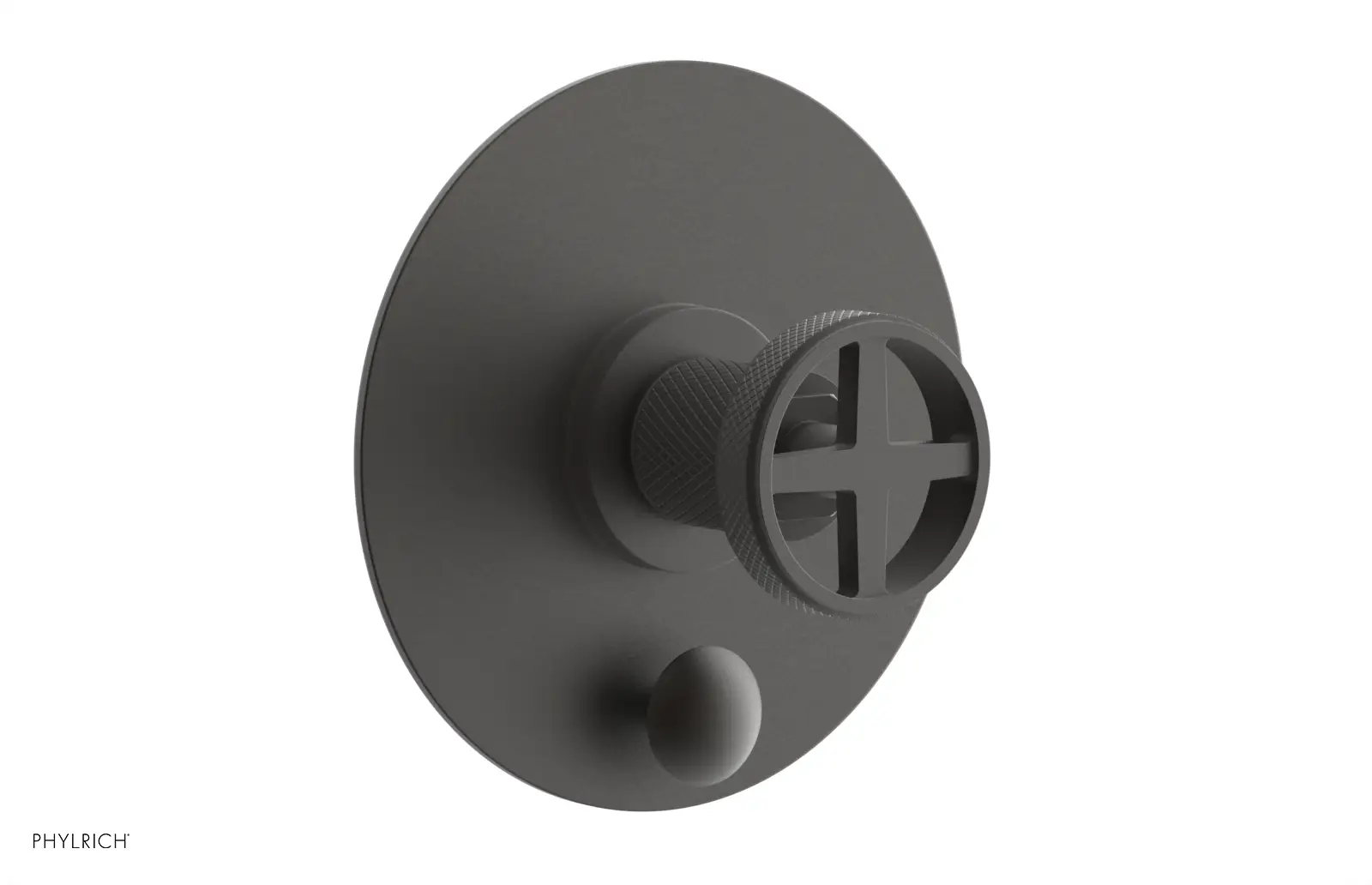 Phylrich Dustrie Knurled Pressure Balance Shower Plate with Diverter and Cross Handle Trim Set by Phylrich