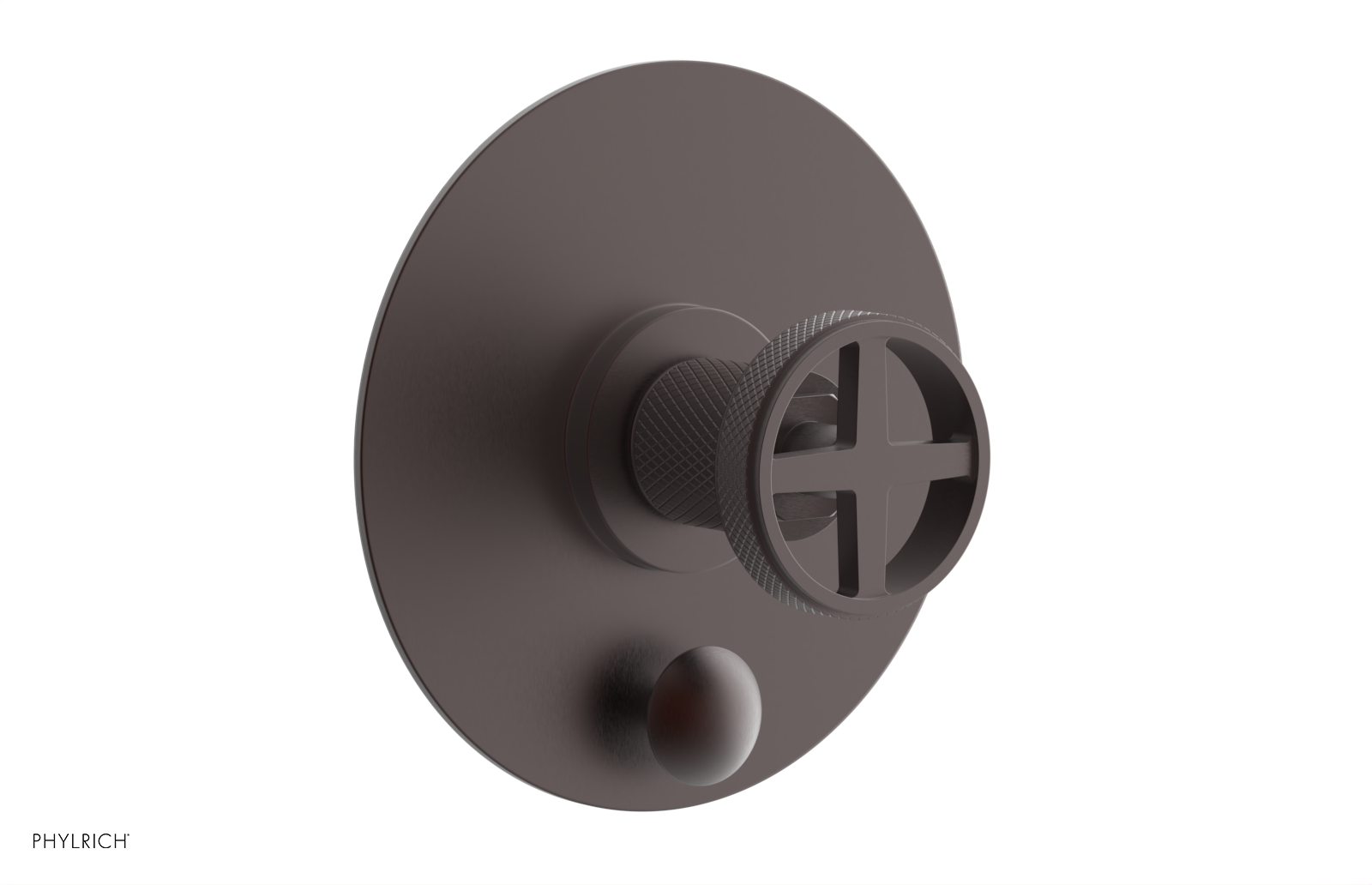 Phylrich Dustrie Knurled Pressure Balance Shower Plate with Diverter and Cross Handle Trim Set