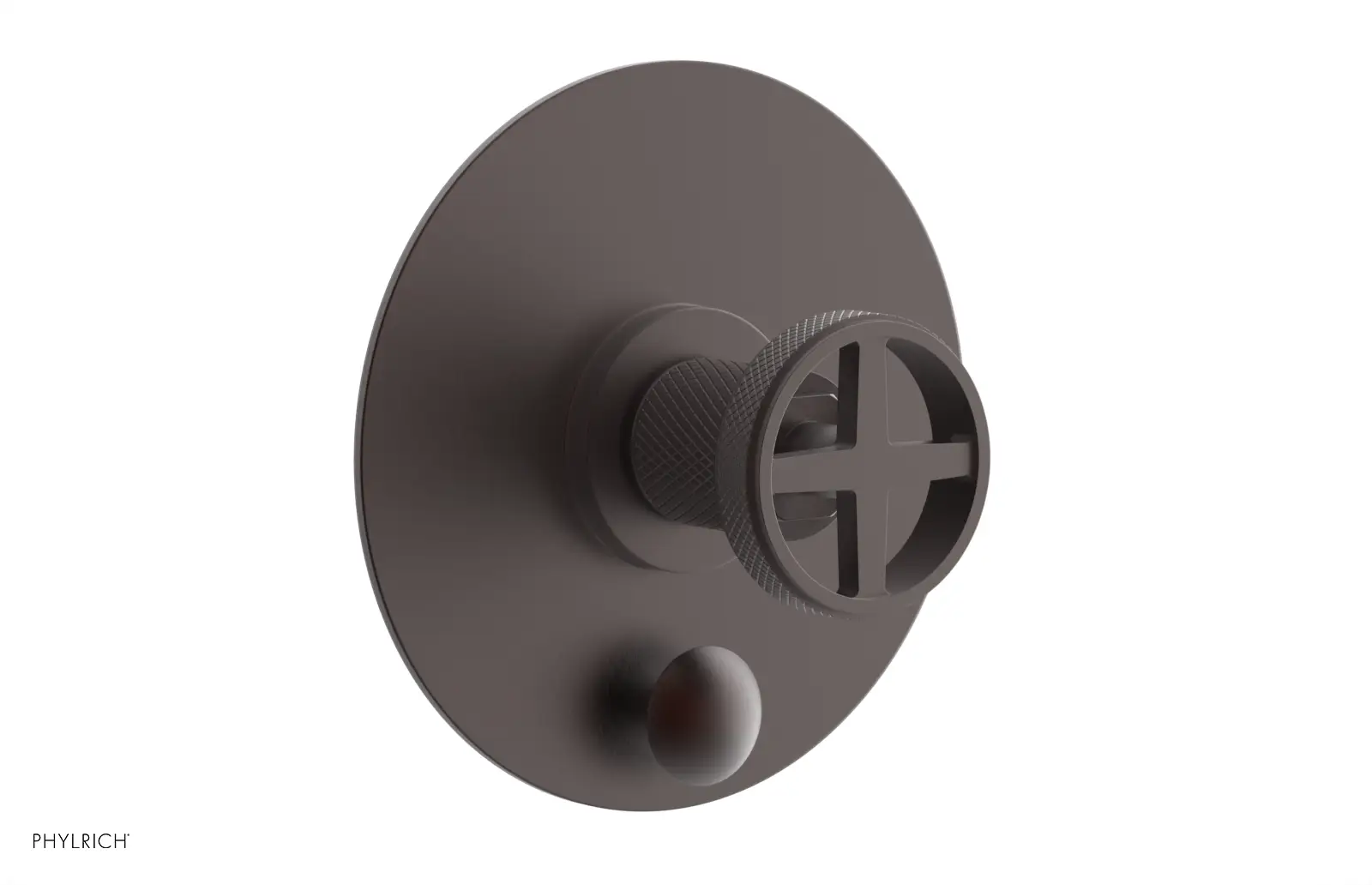 Phylrich Dustrie Knurled Pressure Balance Shower Plate with Diverter and Cross Handle Trim Set by Phylrich