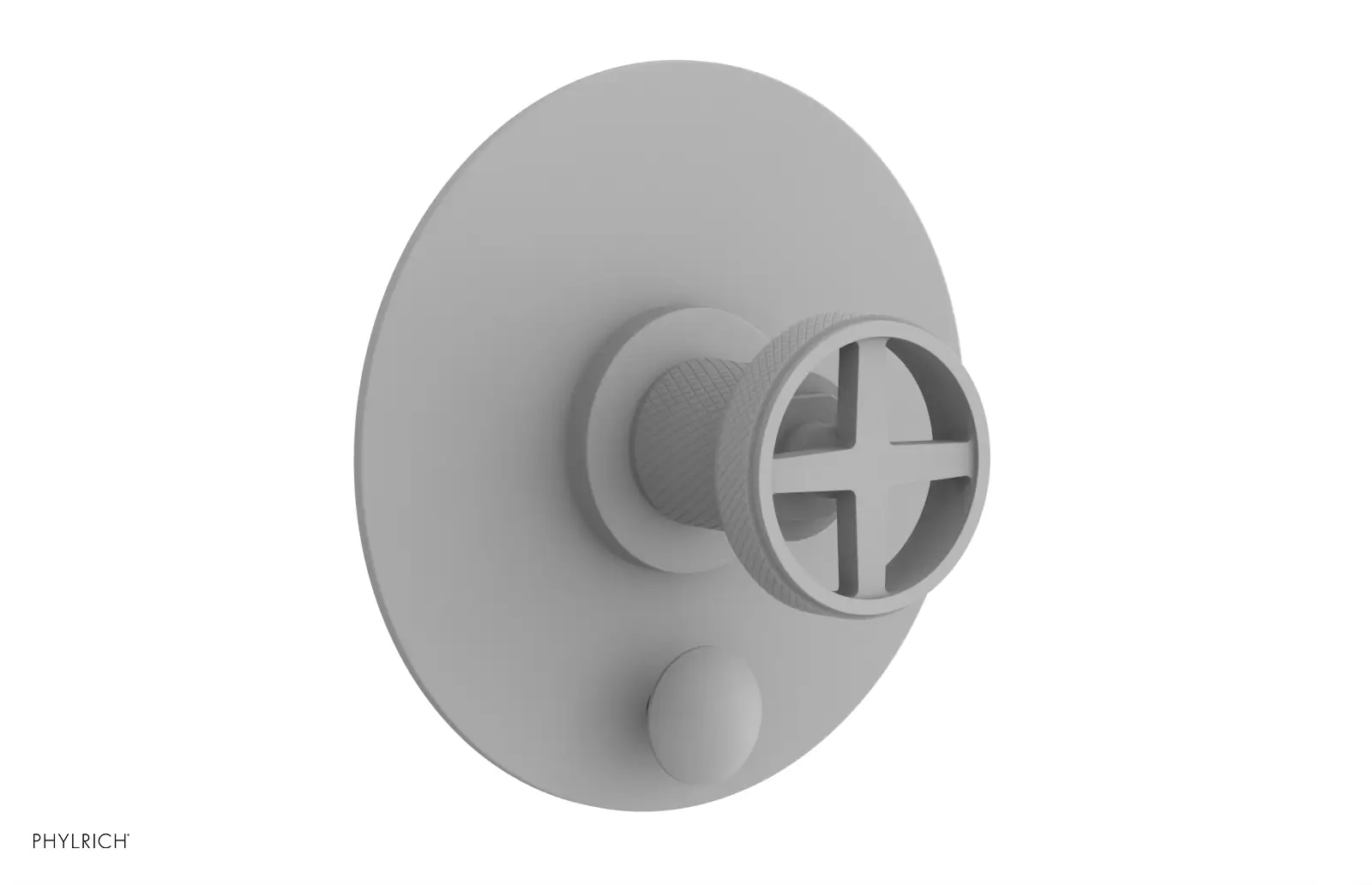 Phylrich Dustrie Knurled Pressure Balance Shower Plate with Diverter and Cross Handle Trim Set by Phylrich