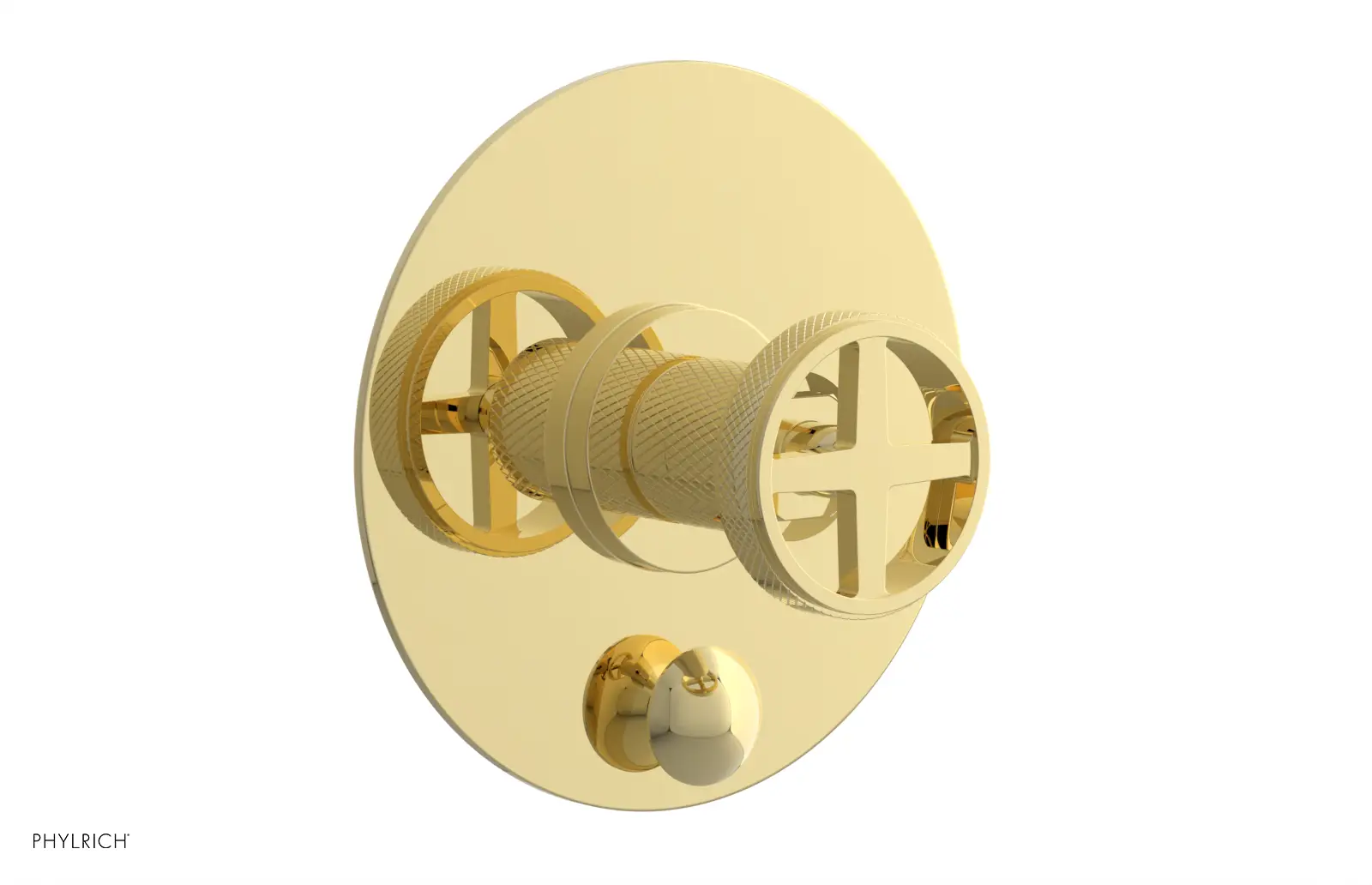 Phylrich Dustrie Knurled Pressure Balance Shower Plate with Diverter and Cross Handle Trim Set by Phylrich