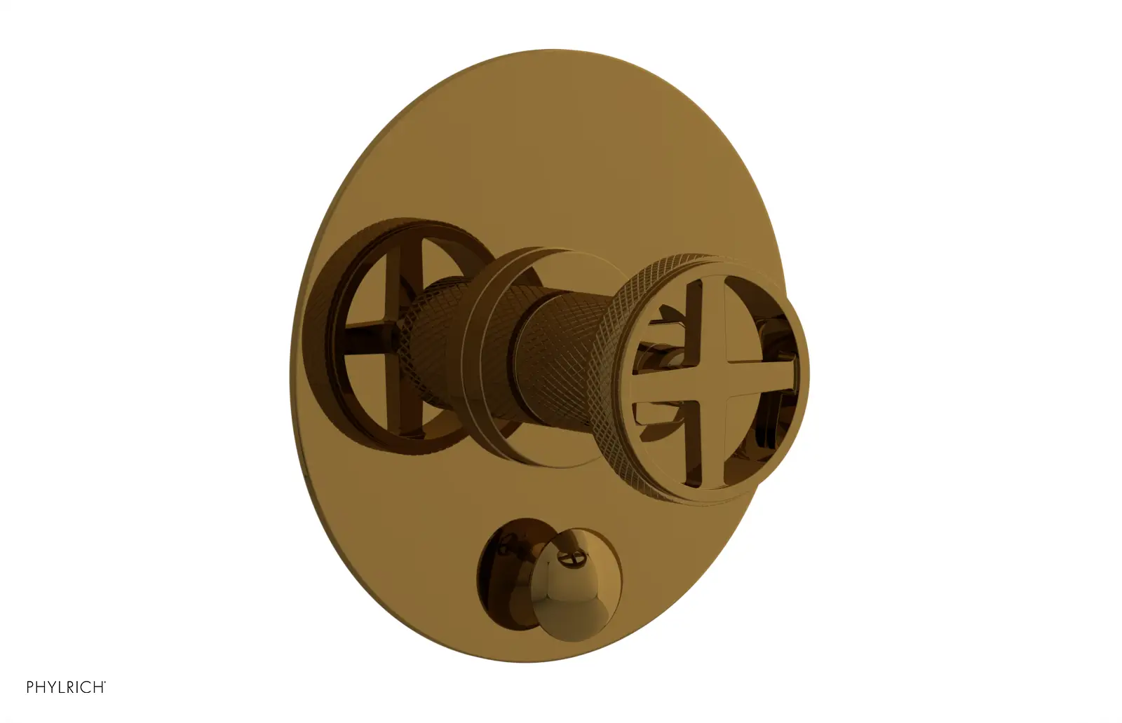 Phylrich Dustrie Knurled Pressure Balance Shower Plate with Diverter and Cross Handle Trim Set by Phylrich