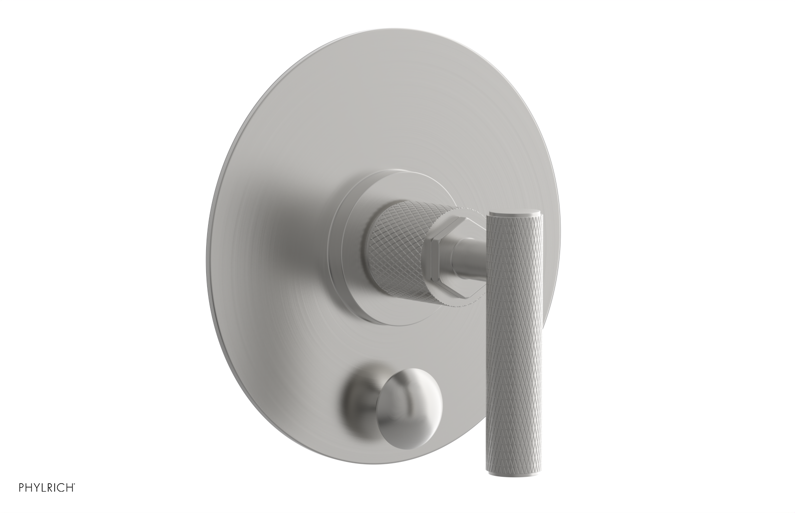Phylrich Dustrie Knurled Pressure Balance Shower Plate with Diverter and Lever Handle Trim Set
