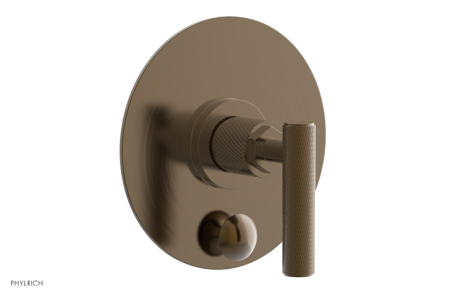 Phylrich Dustrie Knurled Pressure Balance Shower Plate with Diverter and Lever Handle Trim Set