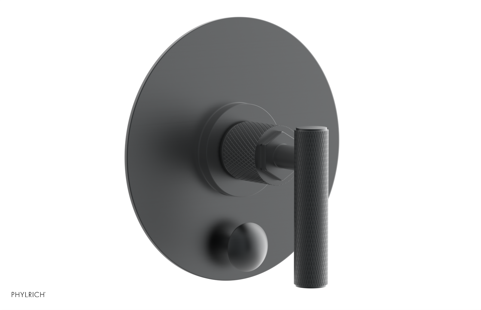 Phylrich Dustrie Knurled Pressure Balance Shower Plate with Diverter and Lever Handle Trim Set
