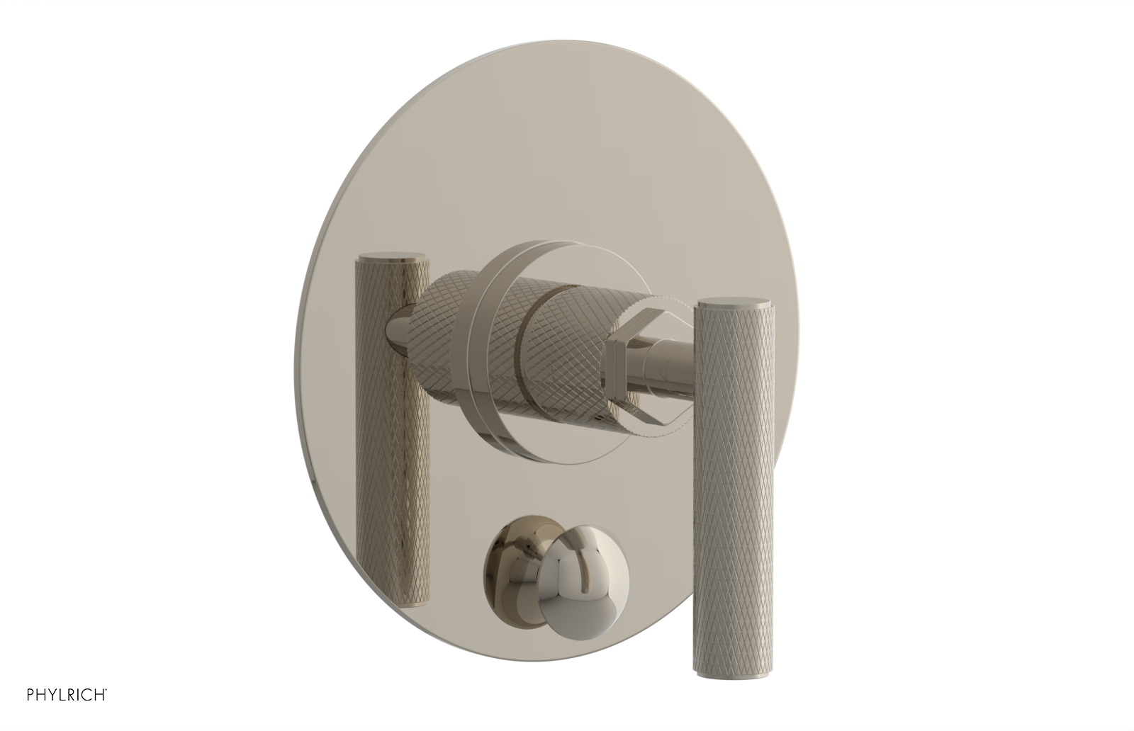 Phylrich Dustrie Knurled Pressure Balance Shower Plate with Diverter and Lever Handle Trim Set