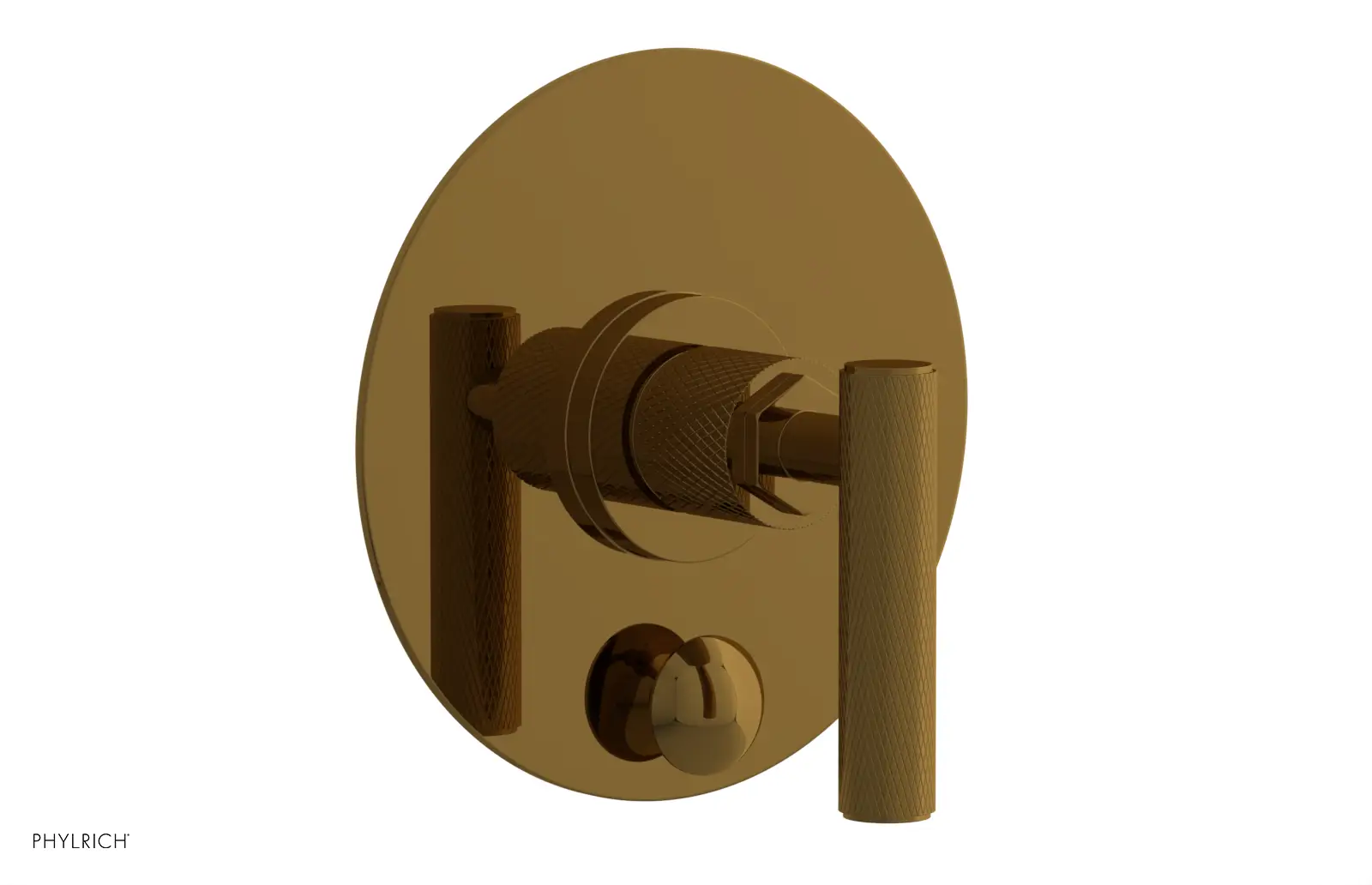 Phylrich Dustrie Knurled Pressure Balance Shower Plate with Diverter and Lever Handle Trim Set by Phylrich
