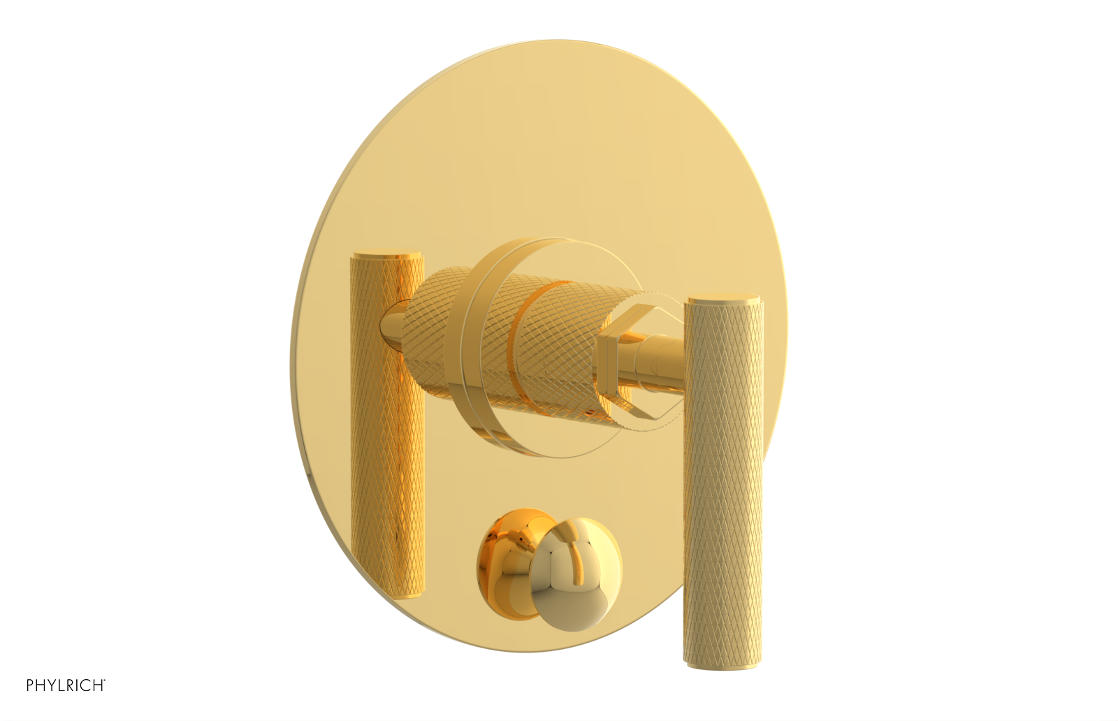 Phylrich Dustrie Knurled Pressure Balance Shower Plate with Diverter and Lever Handle Trim Set