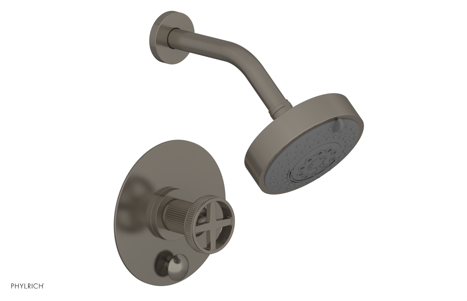 Phylrich Dustrie Grooved Less Spout Pressure Balance Shower and Diverter Set with Cross Handle