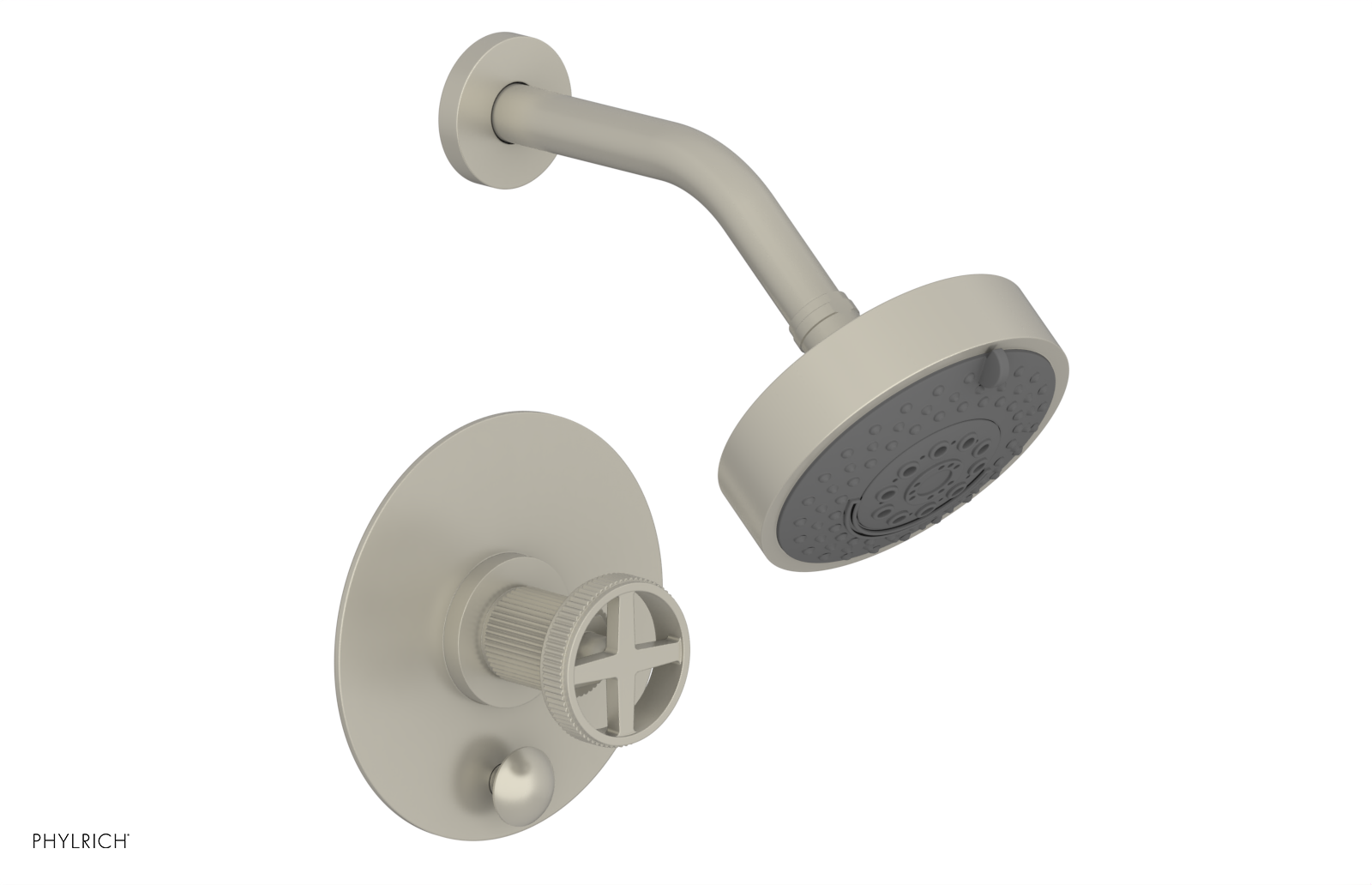 Phylrich Dustrie Grooved Less Spout Pressure Balance Shower and Diverter Set with Cross Handle