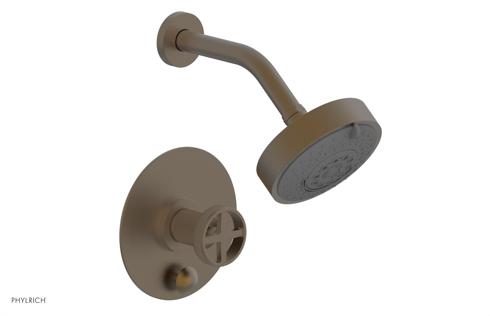 Phylrich Dustrie Grooved Less Spout Pressure Balance Shower and Diverter Set with Cross Handle