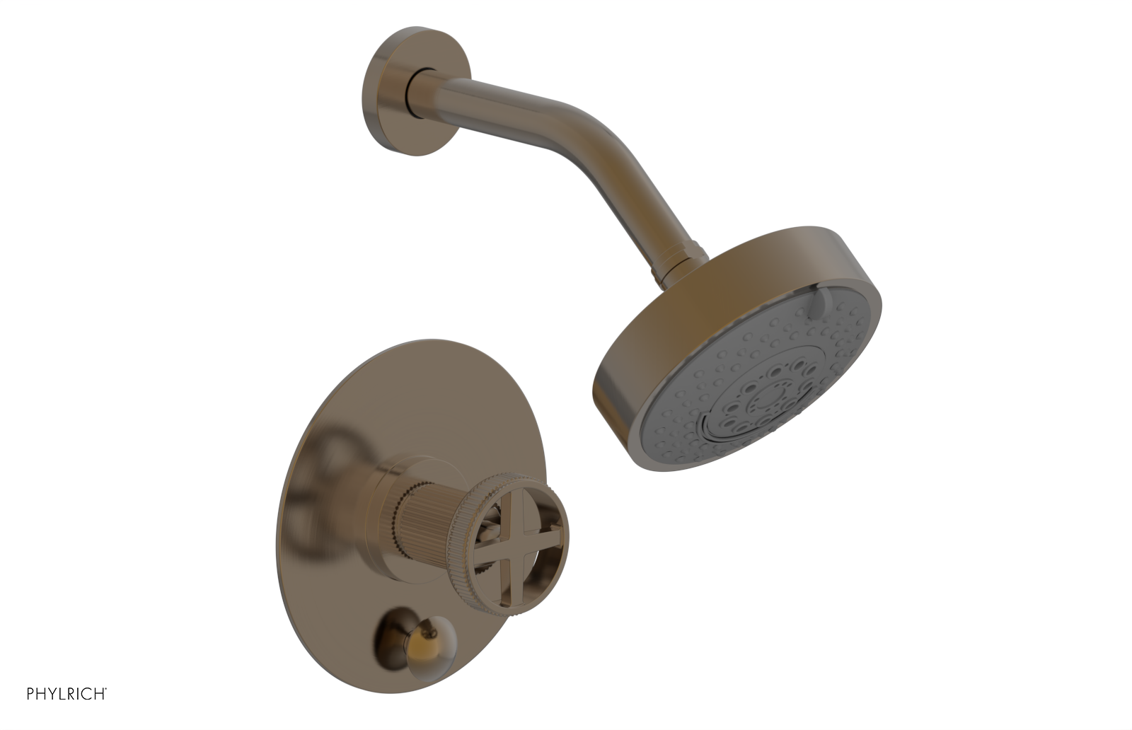 Phylrich Dustrie Grooved Less Spout Pressure Balance Shower and Diverter Set with Cross Handle
