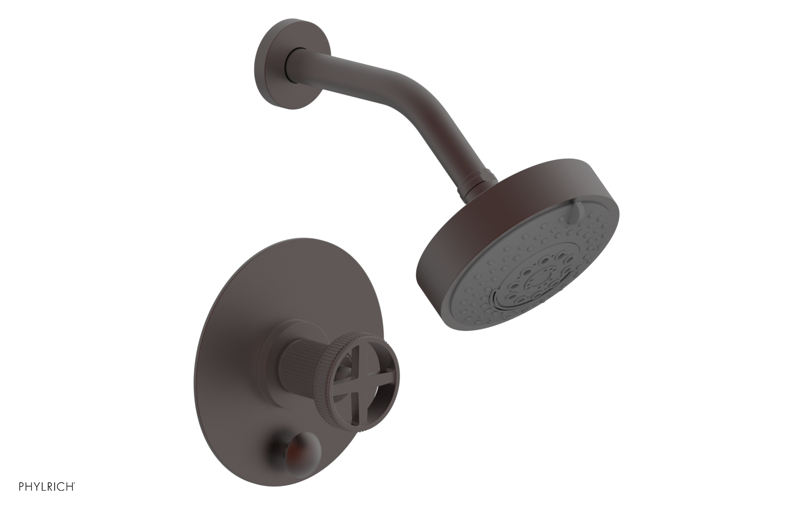 Phylrich Dustrie Grooved Less Spout Pressure Balance Shower and Diverter Set with Cross Handle