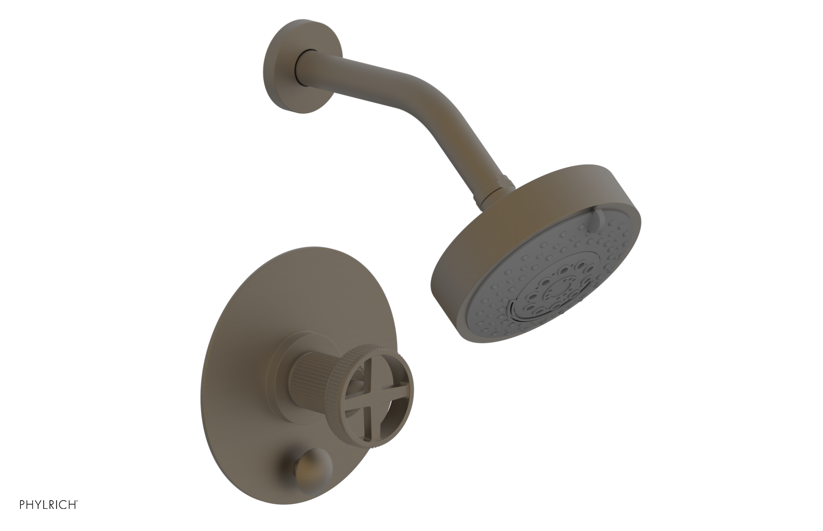 Phylrich Dustrie Grooved Less Spout Pressure Balance Shower and Diverter Set with Cross Handle