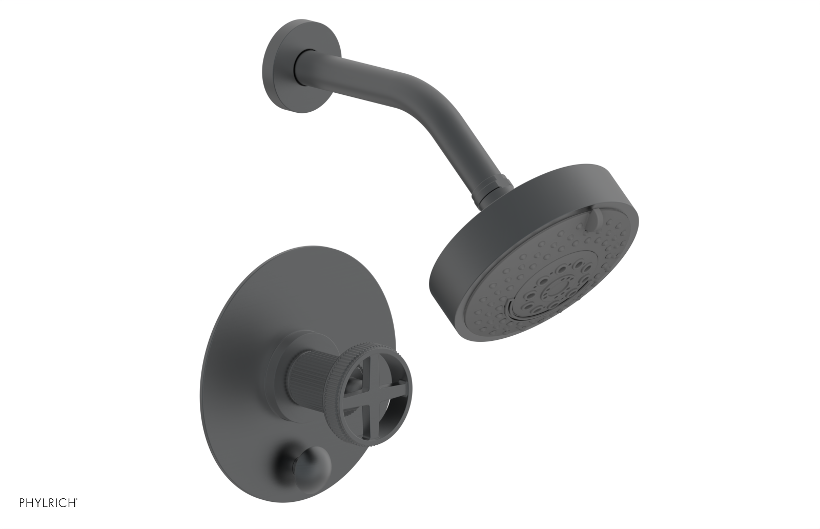 Phylrich Dustrie Grooved Less Spout Pressure Balance Shower and Diverter Set with Cross Handle