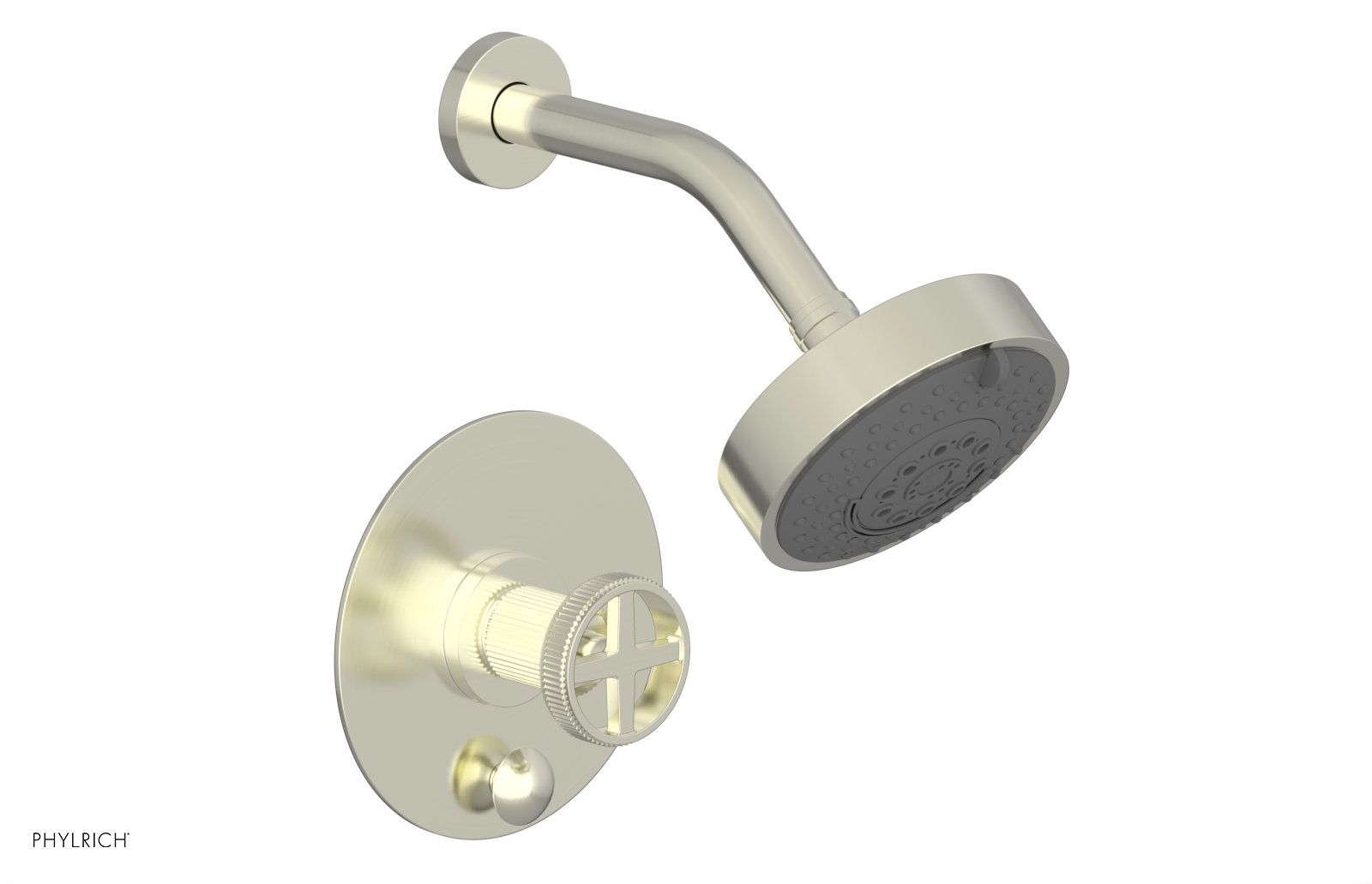 Phylrich Dustrie Grooved Less Spout Pressure Balance Shower and Diverter Set with Cross Handle