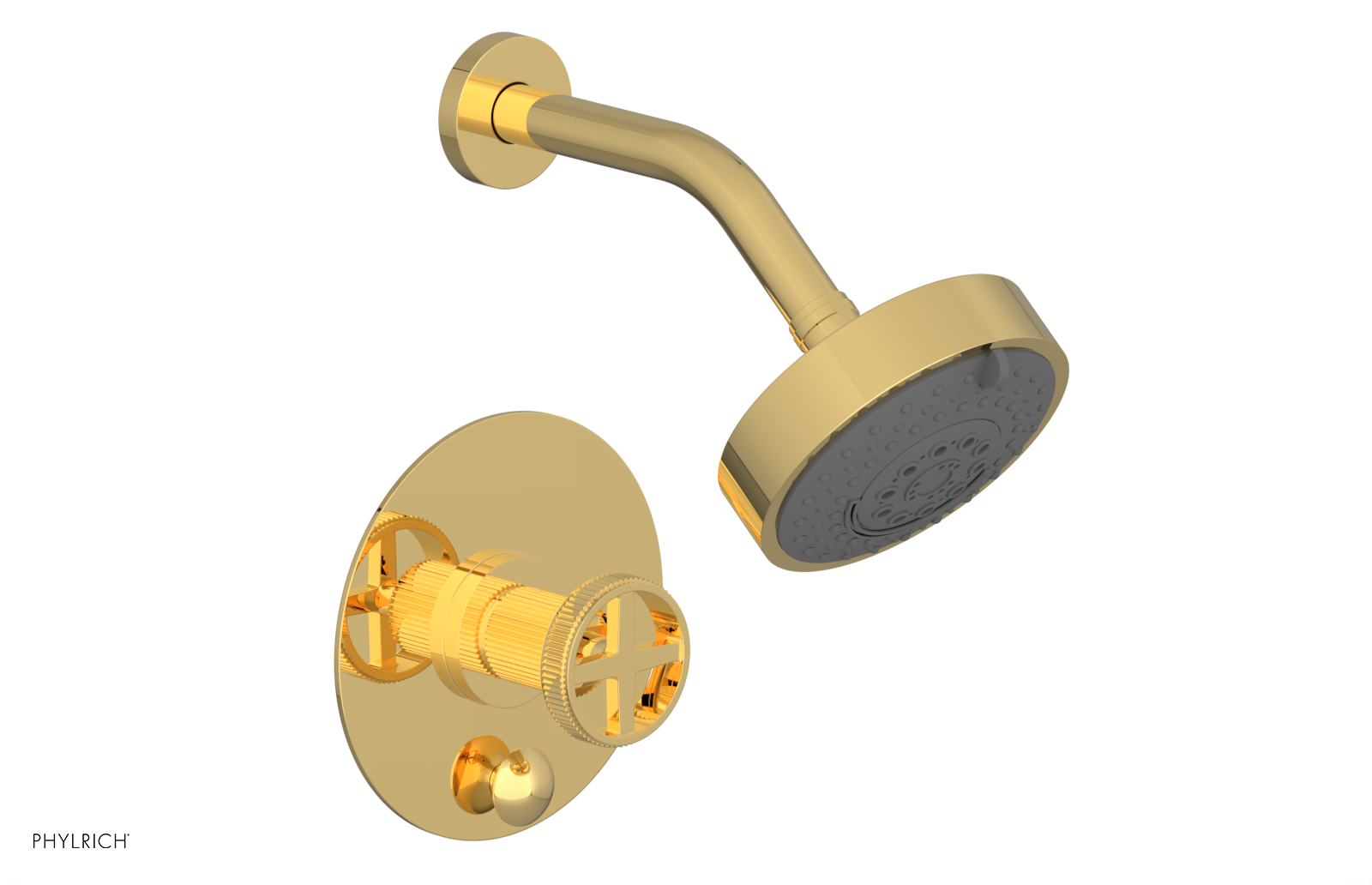 Phylrich Dustrie Grooved Less Spout Pressure Balance Shower and Diverter Set with Cross Handle