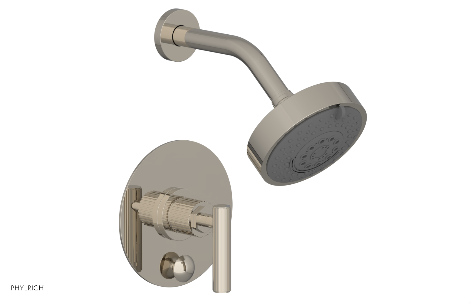 Phylrich Dustrie Grooved Less Spout Pressure Balance Shower and Diverter Set with Lever Handle