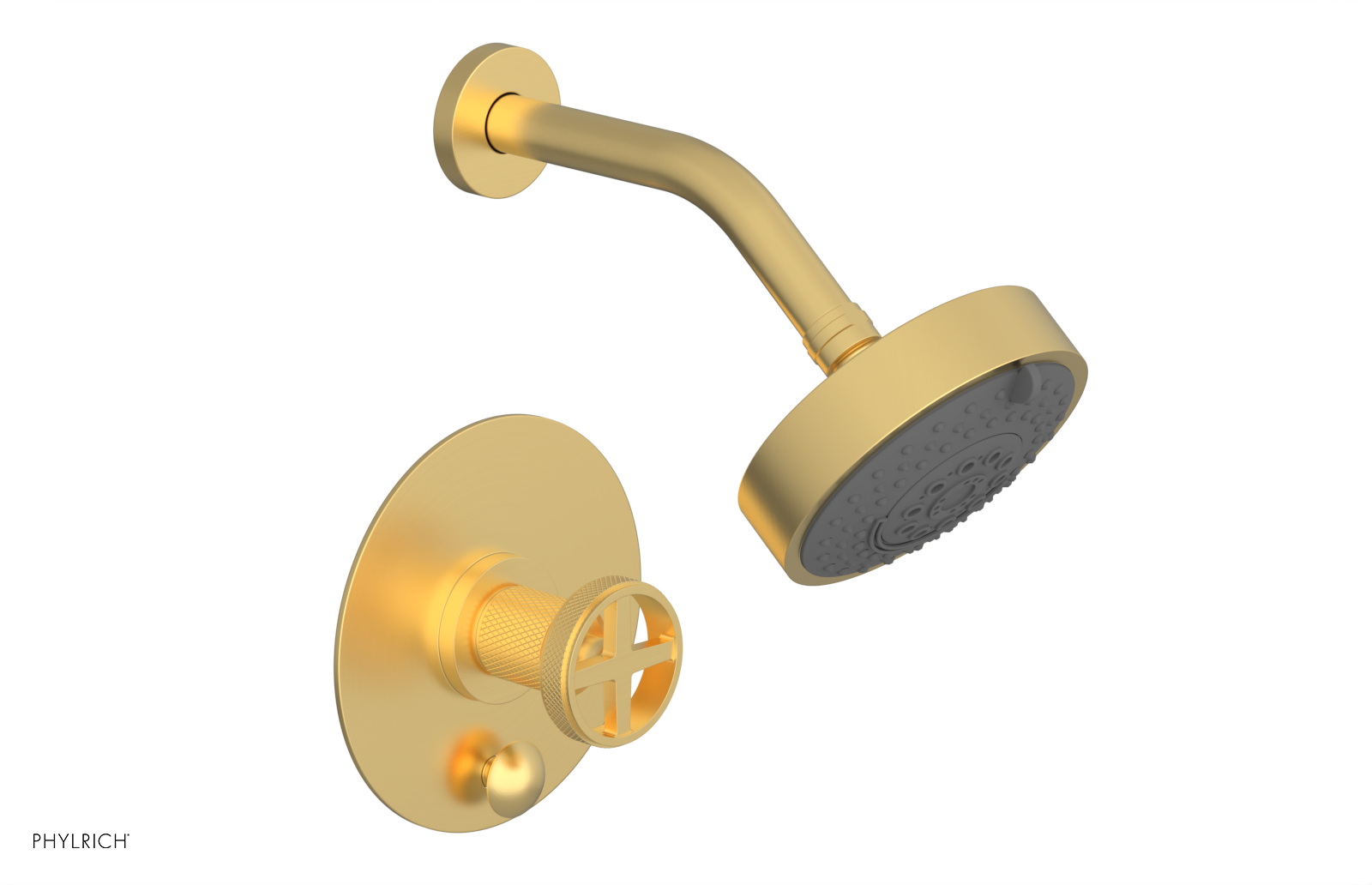 Phylrich Dustrie Knurled Pressure Balance Shower and Diverter Set with Cross Handle