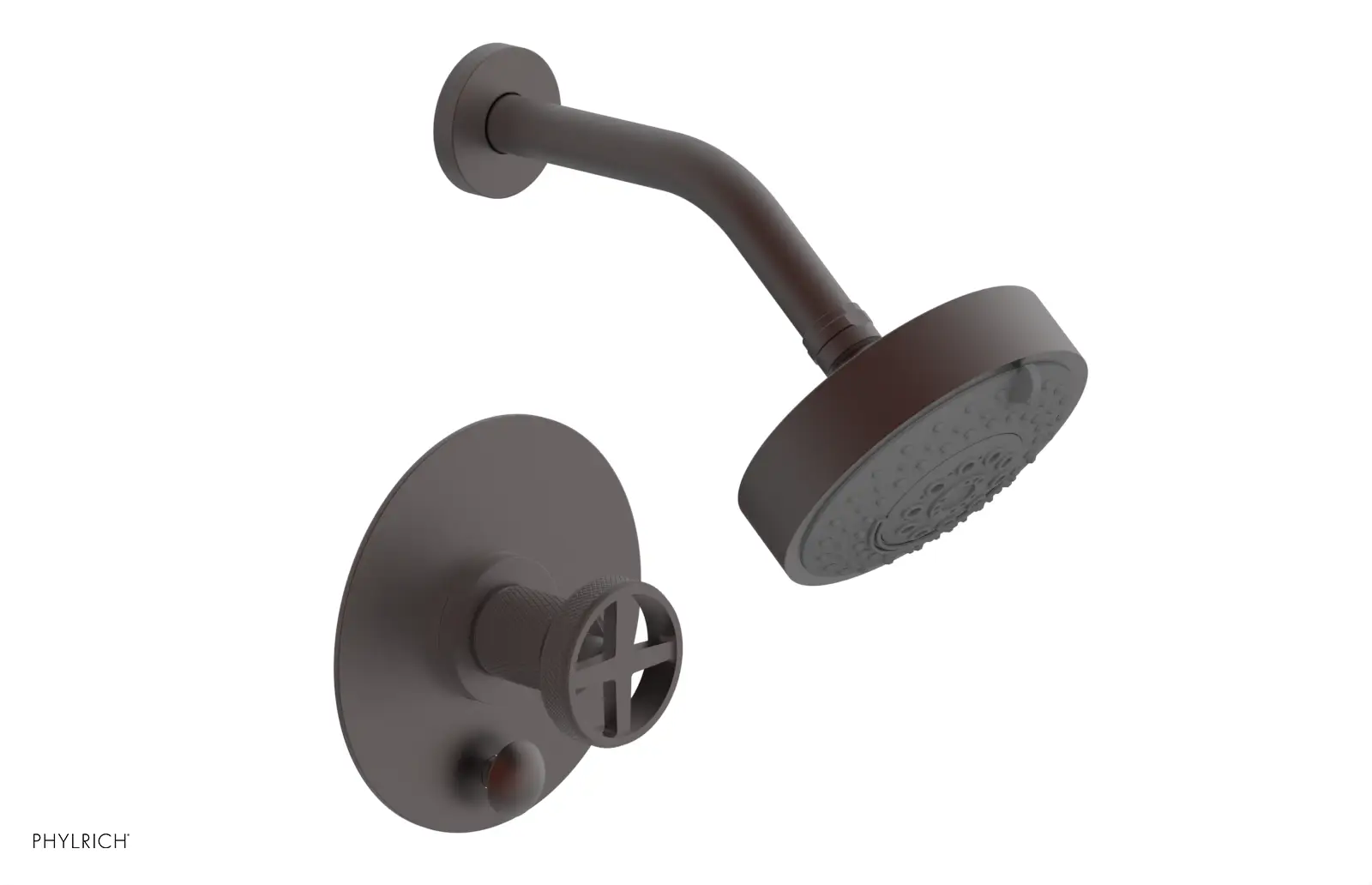 Phylrich Dustrie Knurled Pressure Balance Shower and Diverter Set with Cross Handle by Phylrich
