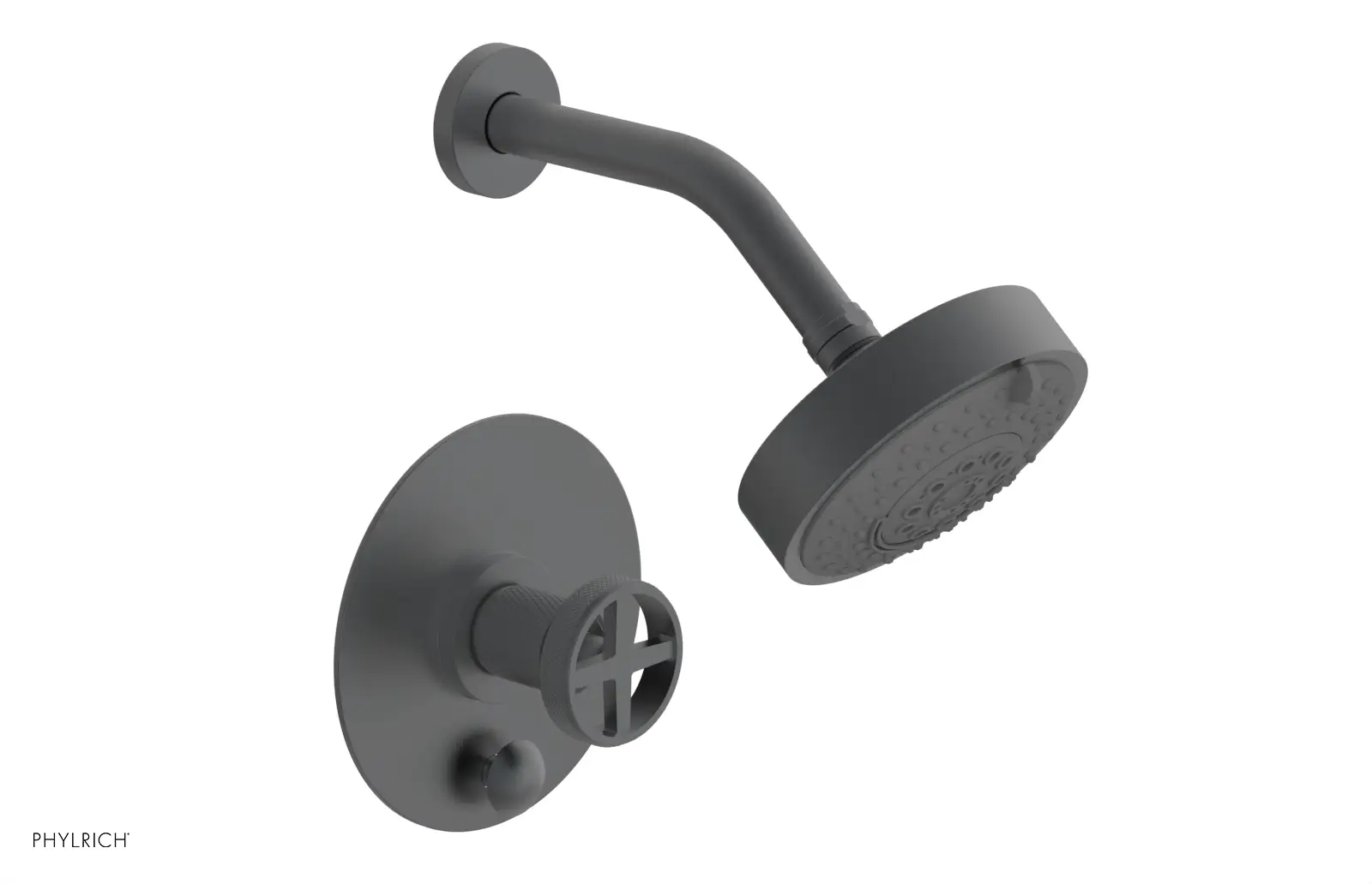 Phylrich Dustrie Knurled Pressure Balance Shower and Diverter Set with Cross Handle by Phylrich