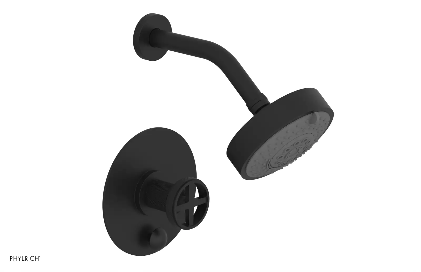 Phylrich Dustrie Knurled Pressure Balance Shower and Diverter Set with Cross Handle by Phylrich