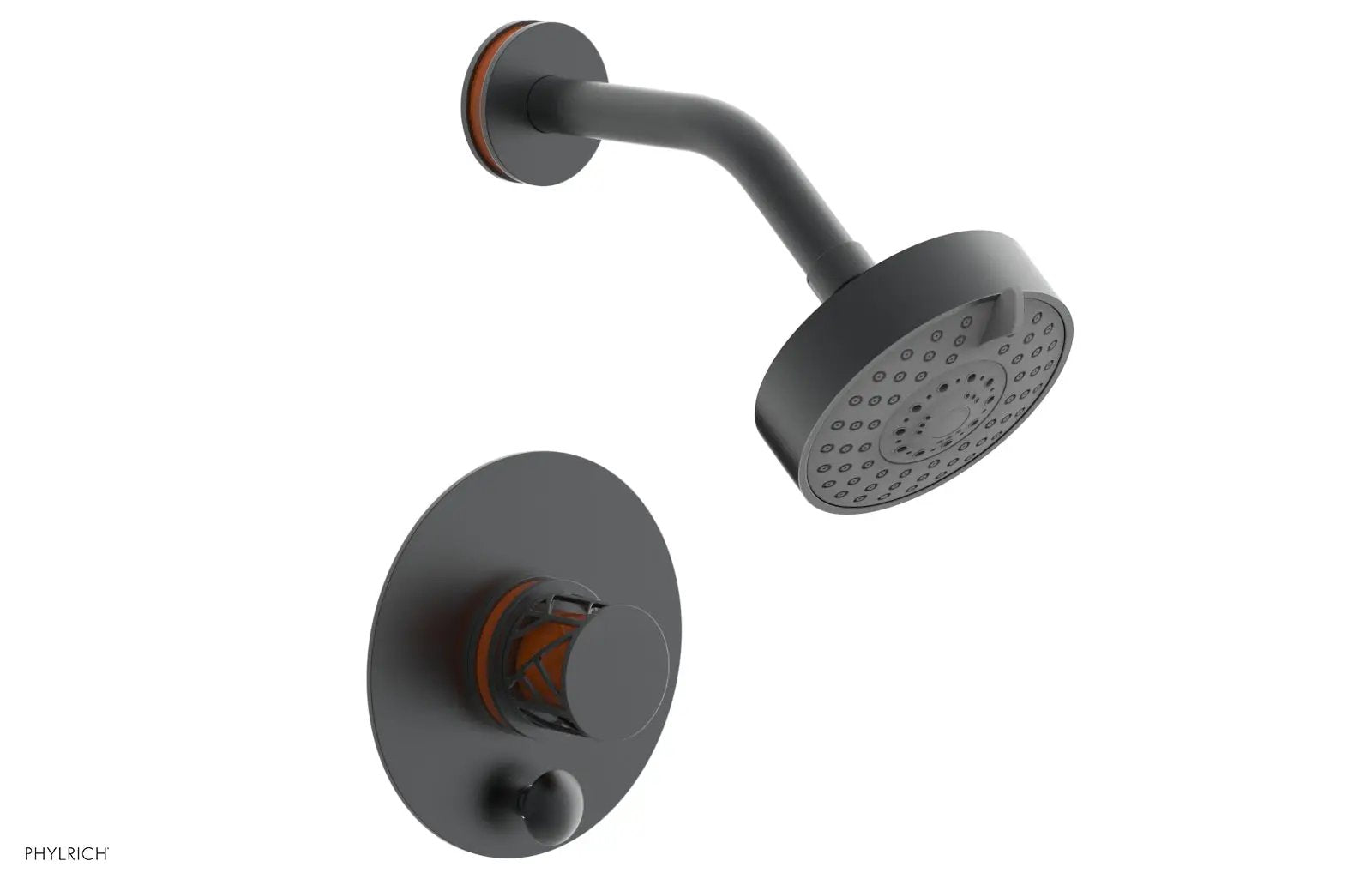 Phylrich JOLIE Pressure Balance Shower and Diverter Set (Less Spout), Round Handle with "Orange" Accents by Phylrich