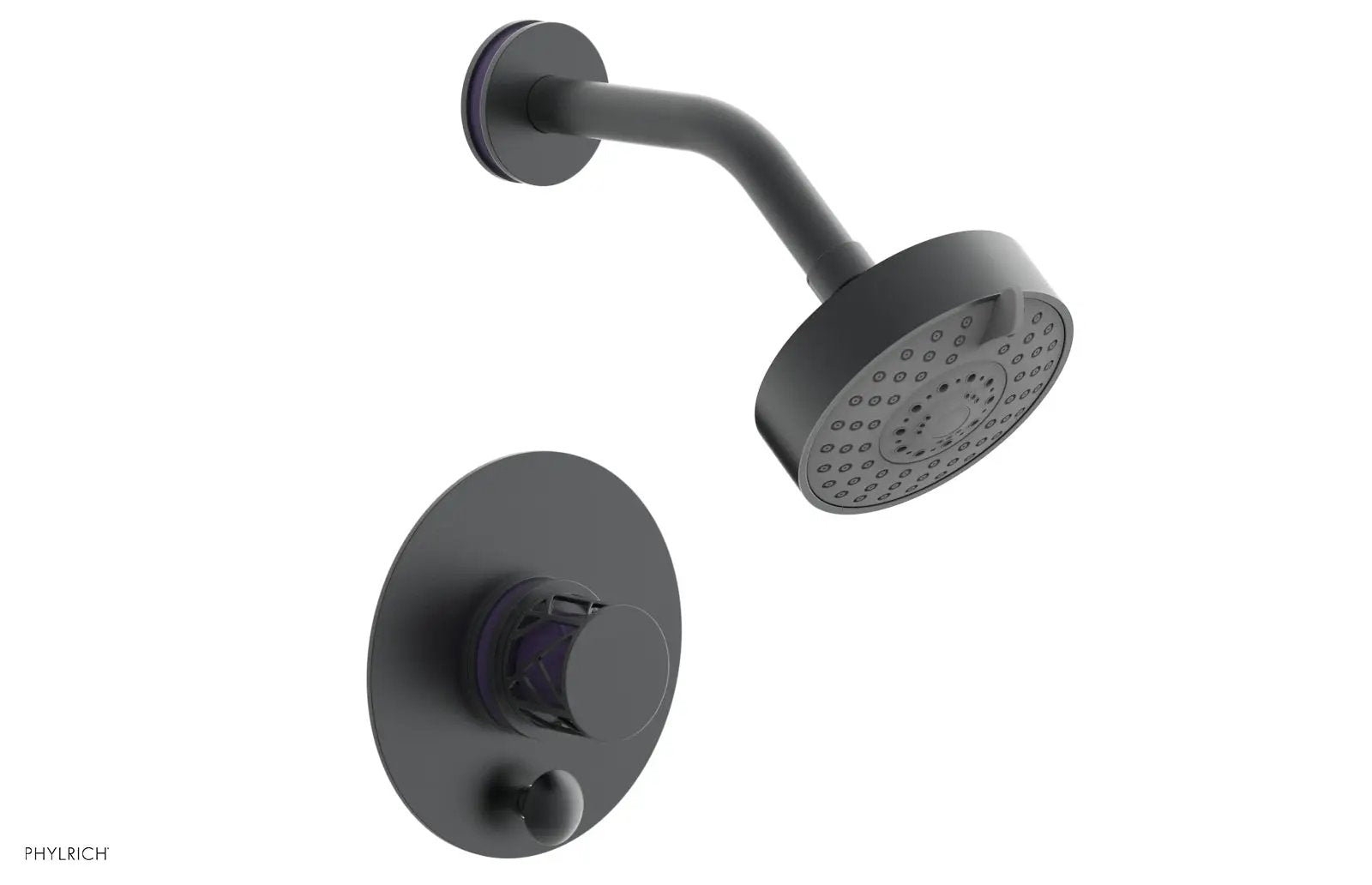 Phylrich JOLIE Pressure Balance Shower and Diverter Set (Less Spout), Round Handle with "Purple" Accents by Phylrich