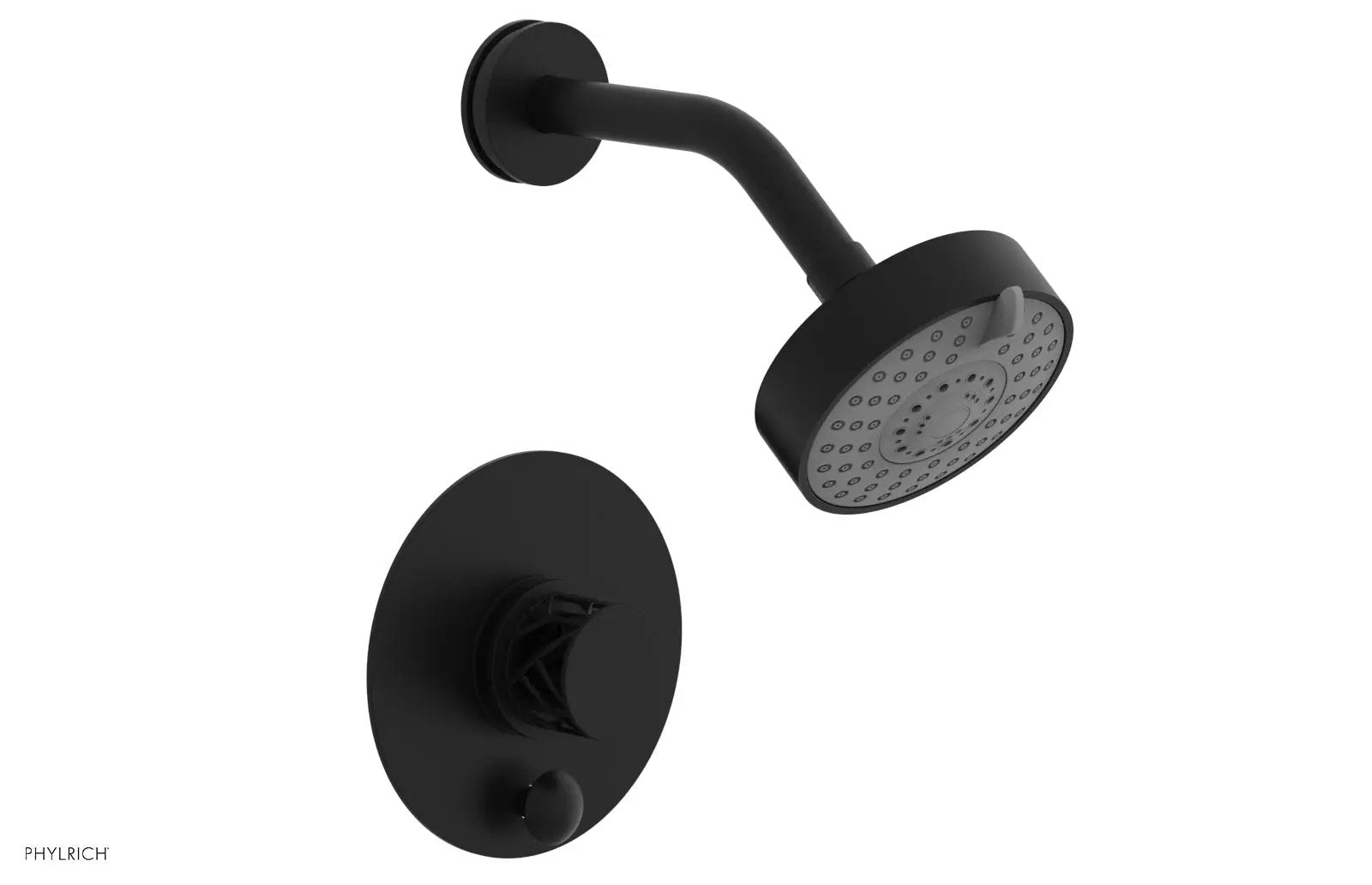 Phylrich JOLIE Pressure Balance Shower and Diverter Set (Less Spout), Round Handle with "Black" Accents by Phylrich