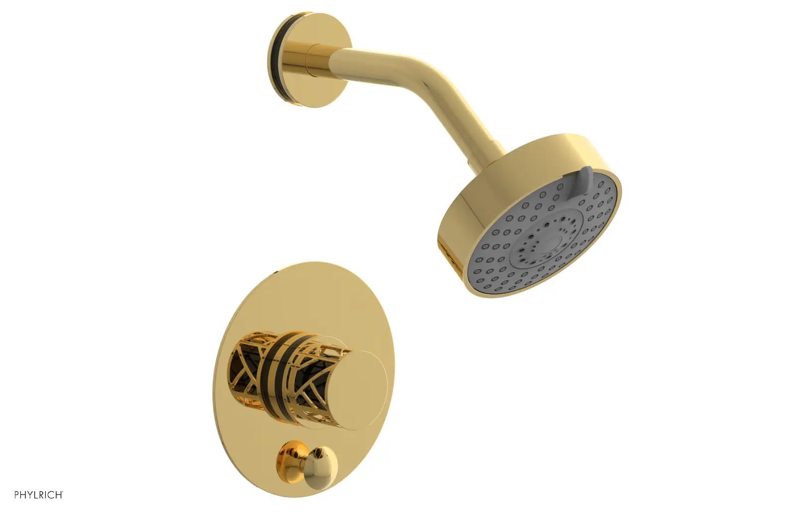 Phylrich JOLIE Pressure Balance Shower and Diverter Set (Less Spout), Round Handle with "Black" Accents by Phylrich