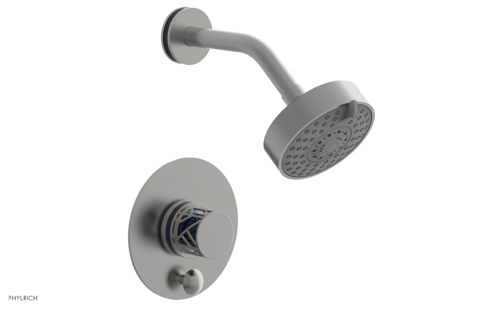 Phylrich JOLIE Pressure Balance Shower and Diverter Set (Less Spout), Round Handle with "Navy Blue" Accents
