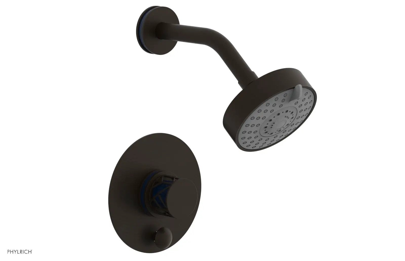 Phylrich JOLIE Pressure Balance Shower and Diverter Set (Less Spout), Round Handle with "Navy Blue" Accents by Phylrich