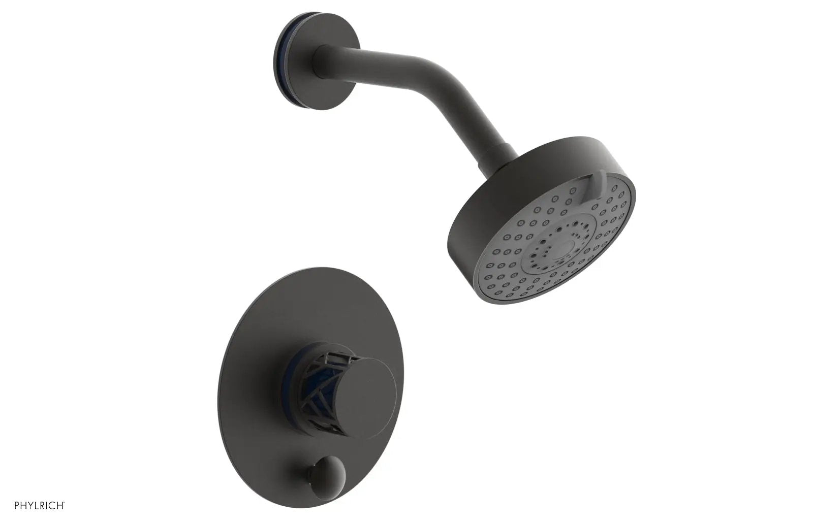 Phylrich JOLIE Pressure Balance Shower and Diverter Set (Less Spout), Round Handle with "Navy Blue" Accents by Phylrich
