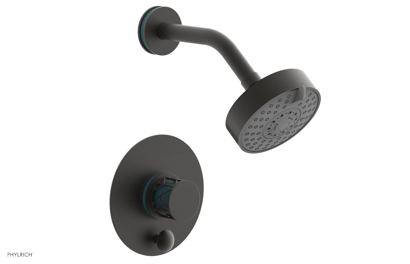Phylrich JOLIE Pressure Balance Shower and Diverter Set (Less Spout), Round Handle with "Turquoise" Accents by Phylrich