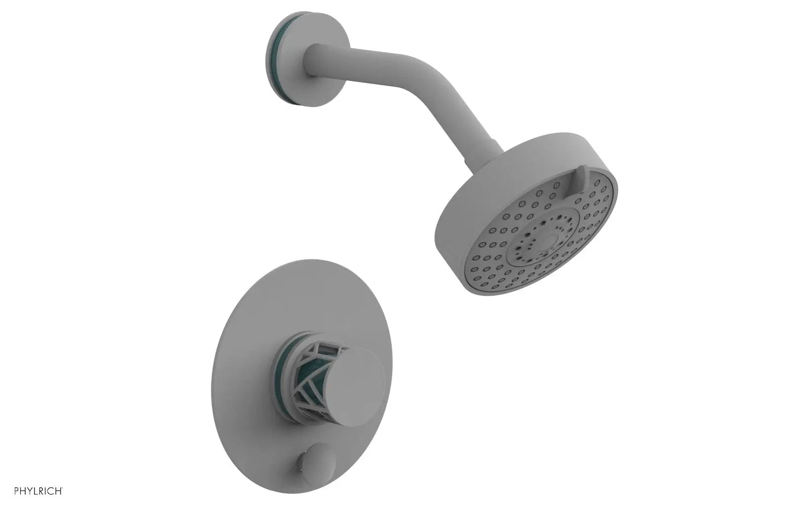Phylrich JOLIE Pressure Balance Shower and Diverter Set (Less Spout), Round Handle with "Turquoise" Accents by Phylrich