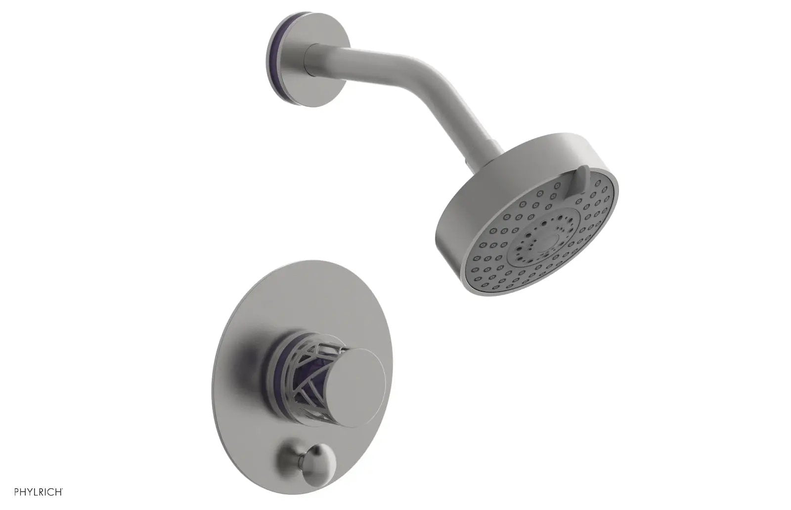 Phylrich JOLIE Pressure Balance Shower and Diverter Set (Less Spout), Round Handle with "Purple" Accents by Phylrich