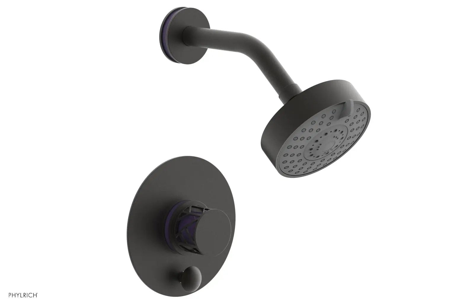 Phylrich JOLIE Pressure Balance Shower and Diverter Set (Less Spout), Round Handle with "Purple" Accents by Phylrich