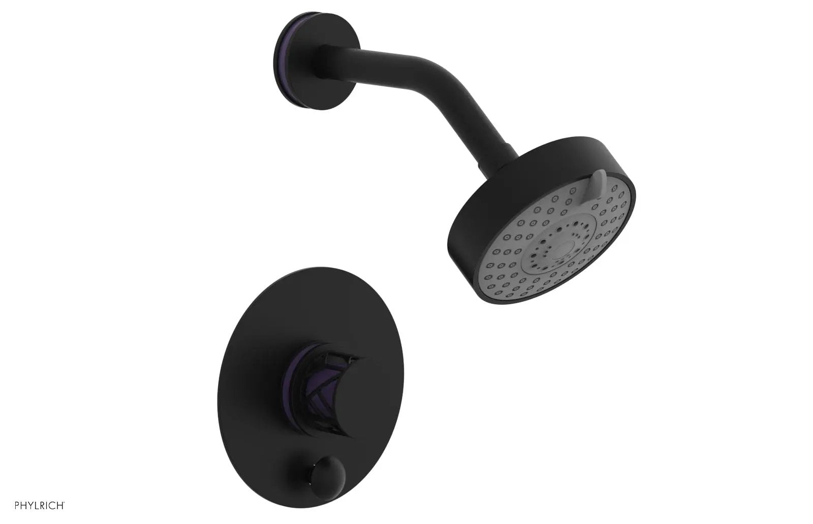 Phylrich JOLIE Pressure Balance Shower and Diverter Set (Less Spout), Round Handle with "Purple" Accents by Phylrich