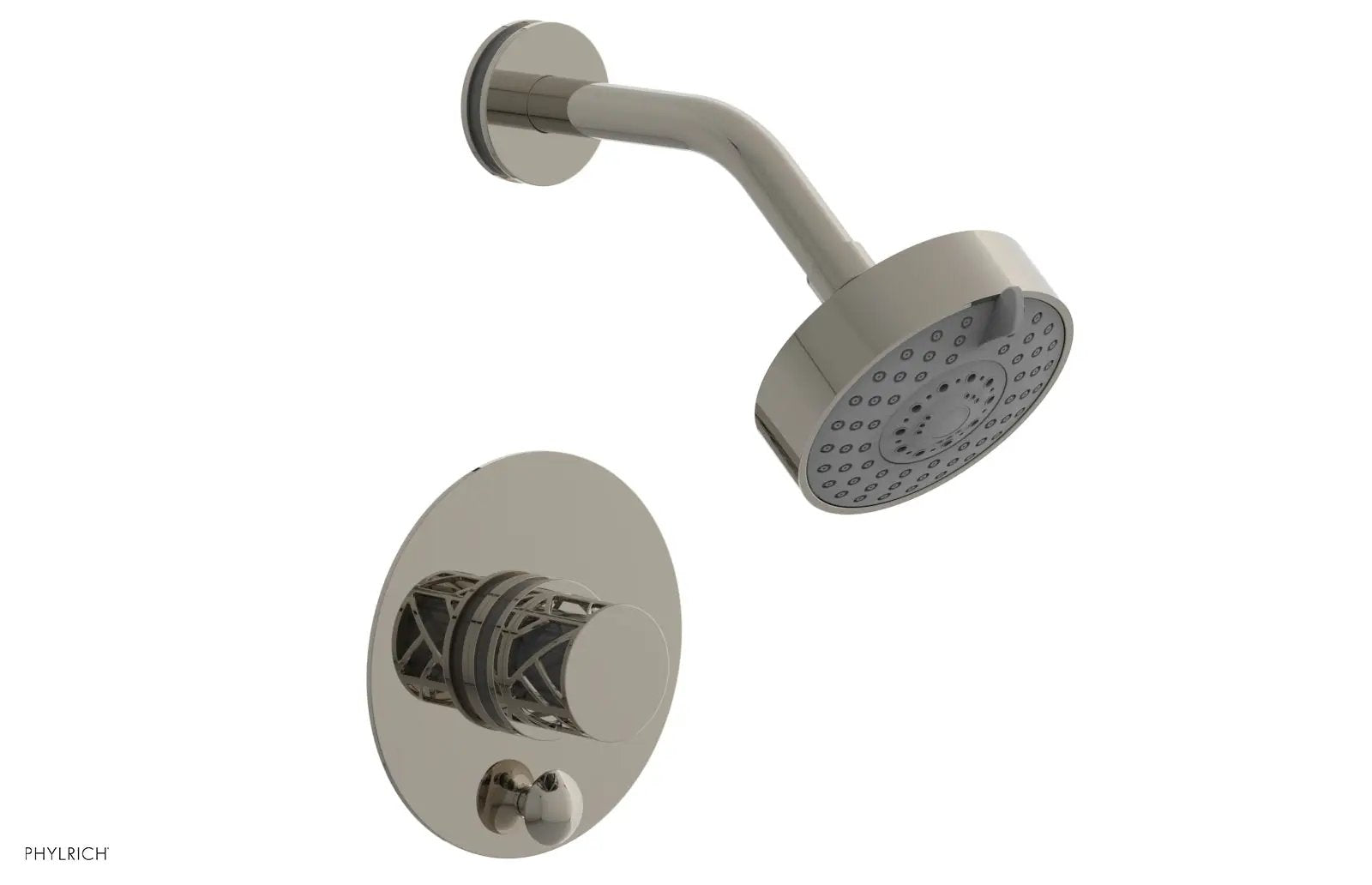 Phylrich JOLIE Pressure Balance Shower and Diverter Set (Less Spout), Round Handle with "Grey" Accents by Phylrich