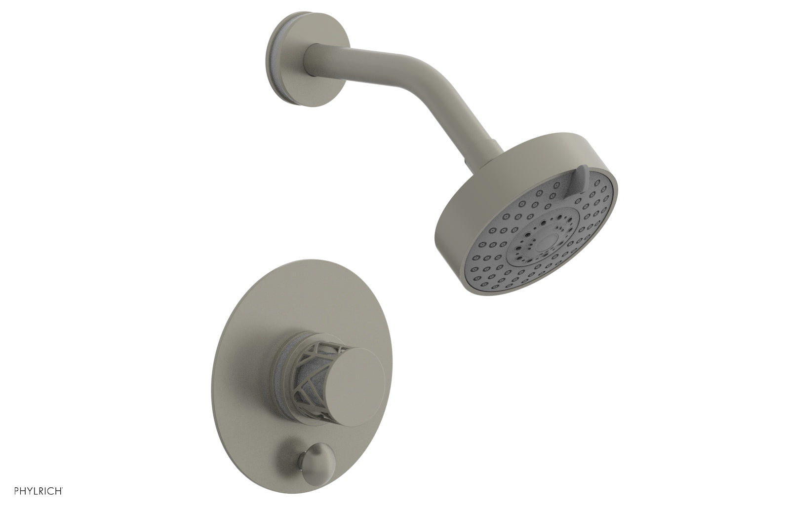 Phylrich JOLIE Pressure Balance Shower and Diverter Set (Less Spout), Round Handle with "White" Accents