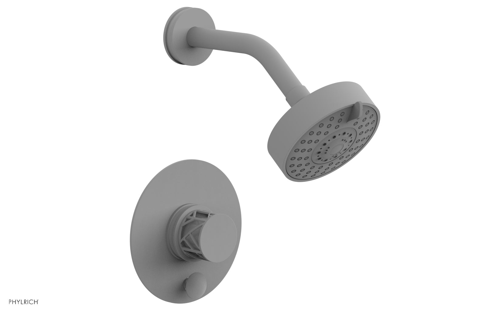 Phylrich JOLIE Pressure Balance Shower and Diverter Set (Less Spout), Round Handle with "White" Accents