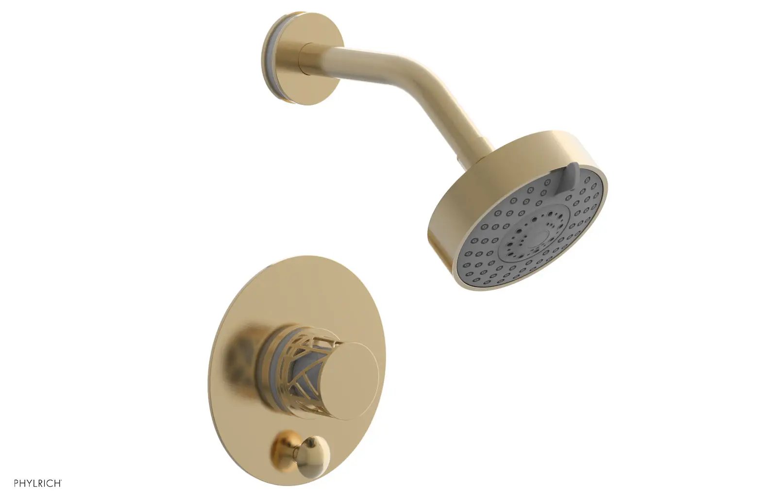 Phylrich JOLIE Pressure Balance Shower and Diverter Set (Less Spout), Round Handle with "White" Accents by Phylrich