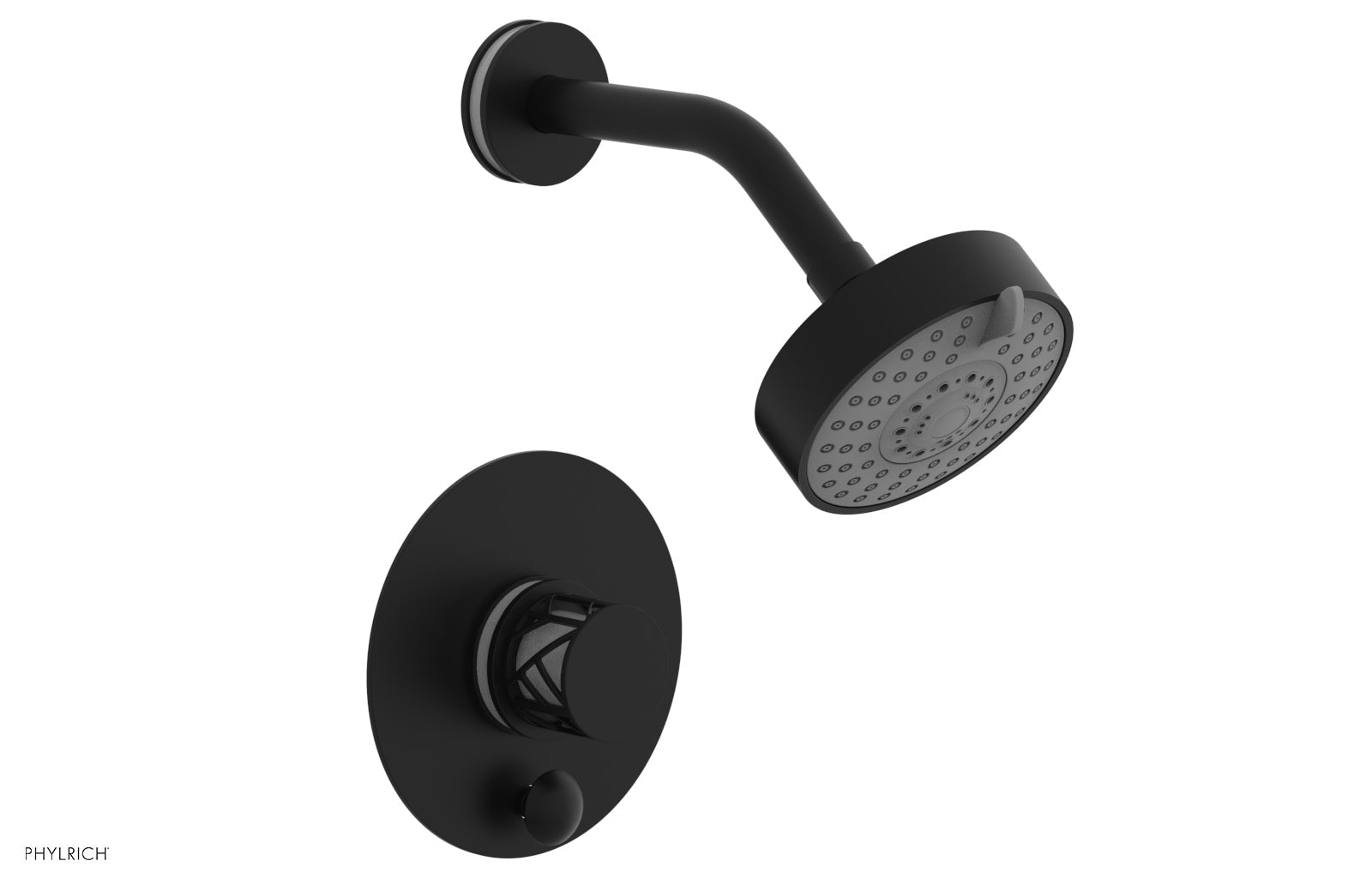 Phylrich JOLIE Pressure Balance Shower and Diverter Set (Less Spout), Round Handle with "White" Accents by Phylrich