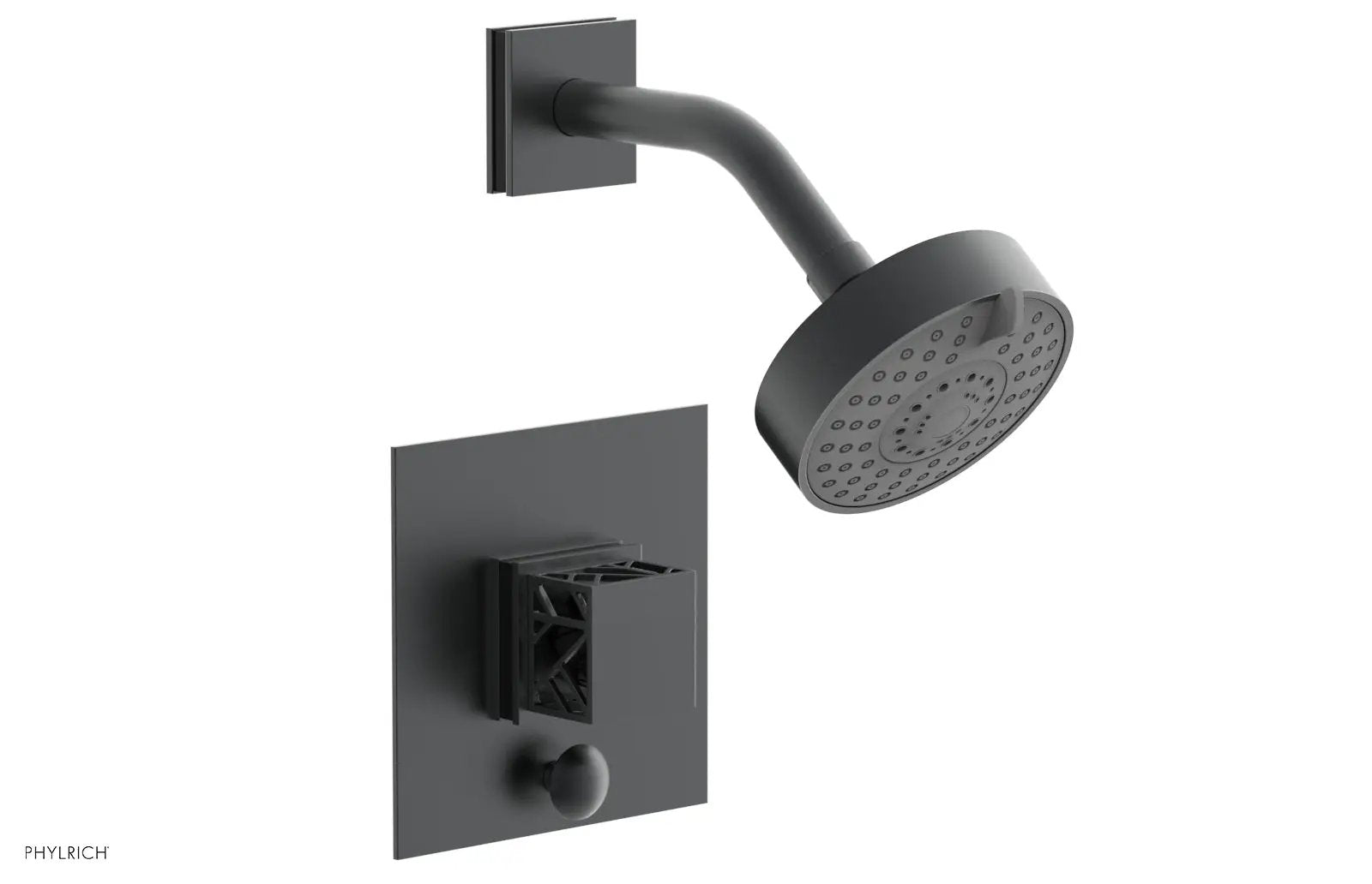 Phylrich JOLIE Pressure Balance Shower and Diverter Set (Less Spout), Square Handle with "Black" Accents by Phylrich