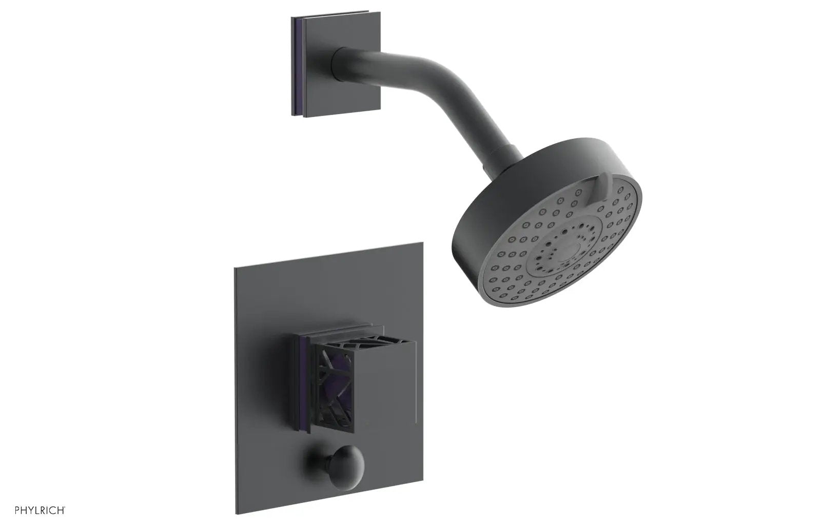 Phylrich JOLIE Pressure Balance Shower and Diverter Set (Less Spout), Square Handle with "Purple" Accents by Phylrich